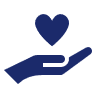 A blue hand holding a blue heart