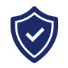 A blue shield icon with a checkmark inside.