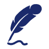 A dark blue feather
