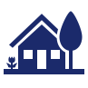 Simple icon of a house with a tree beside it