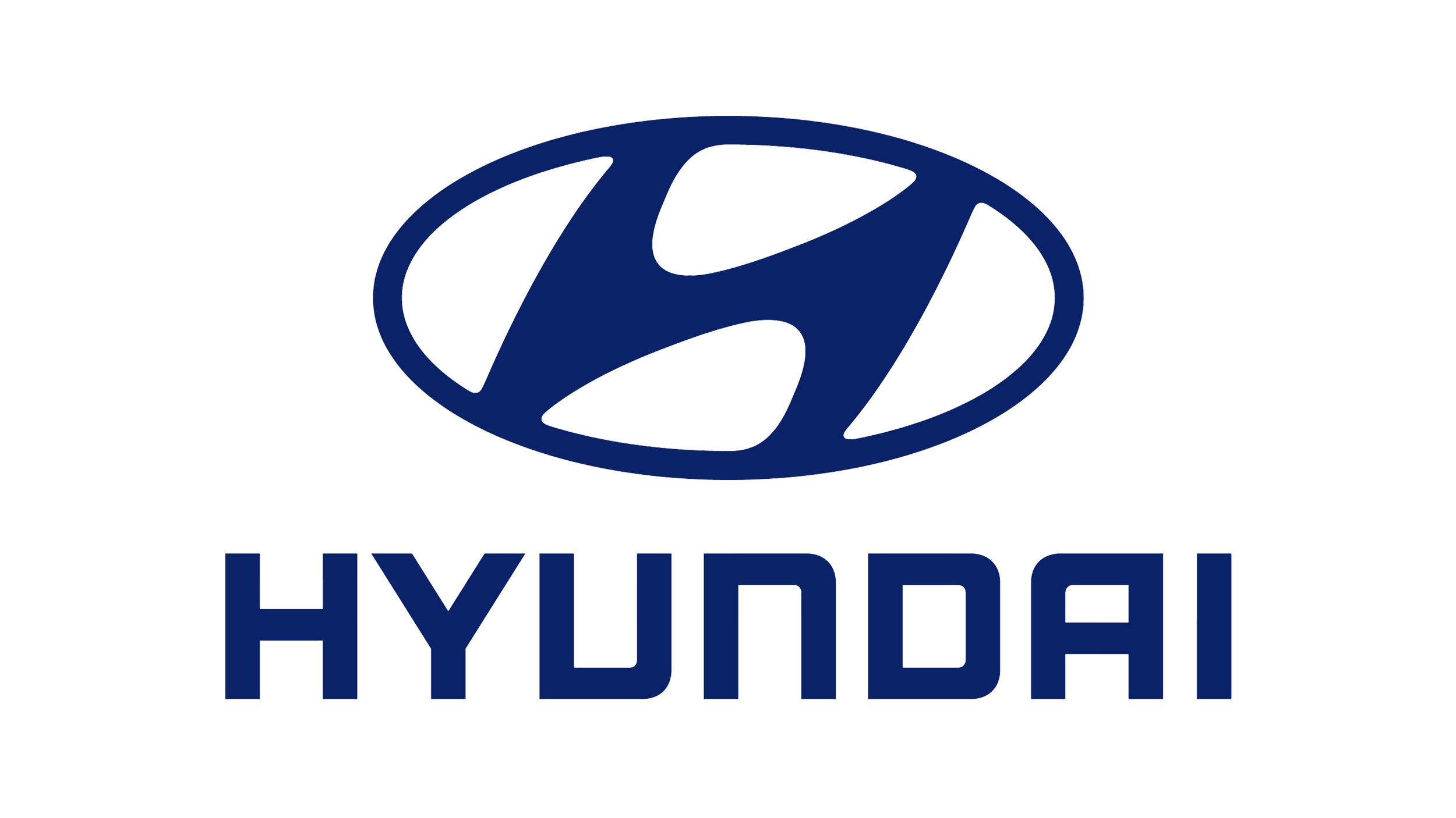 Hyundai logo with the words 'HYUNDAI' written below.