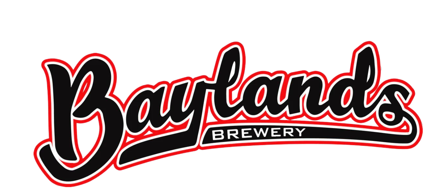 Logo of Baylands Brewery with stylized black and red text.