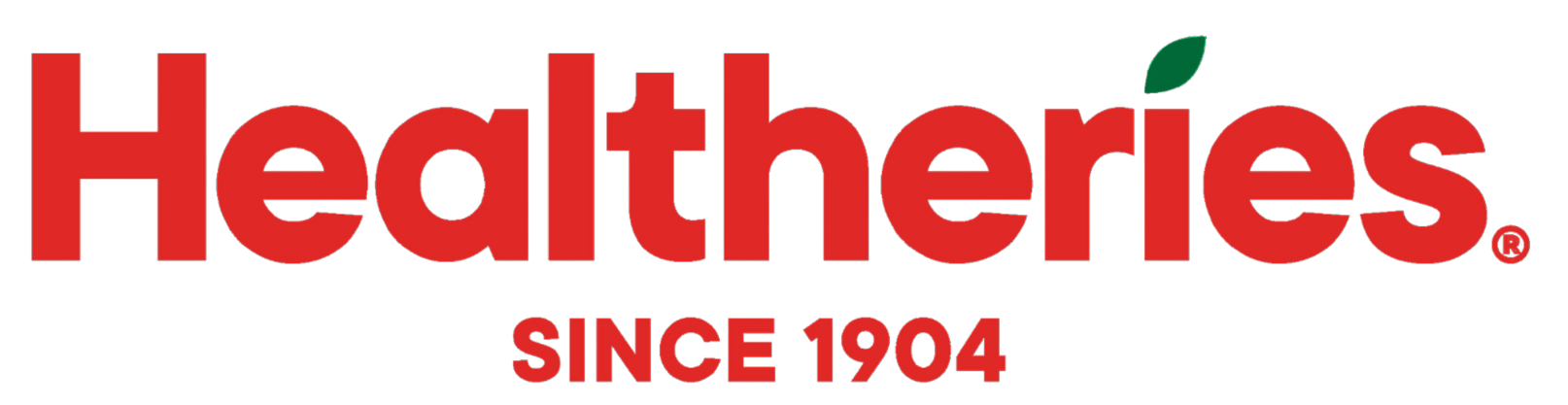 Heathergies logo in red with a small green leaf above the letter 'i' and the text 'Since 1904' below.