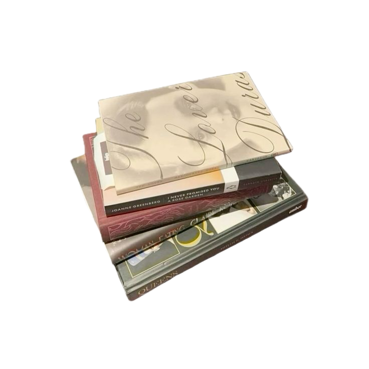 Stack of four books arranged horizontally with the top book titled 'The Love Letters'.
