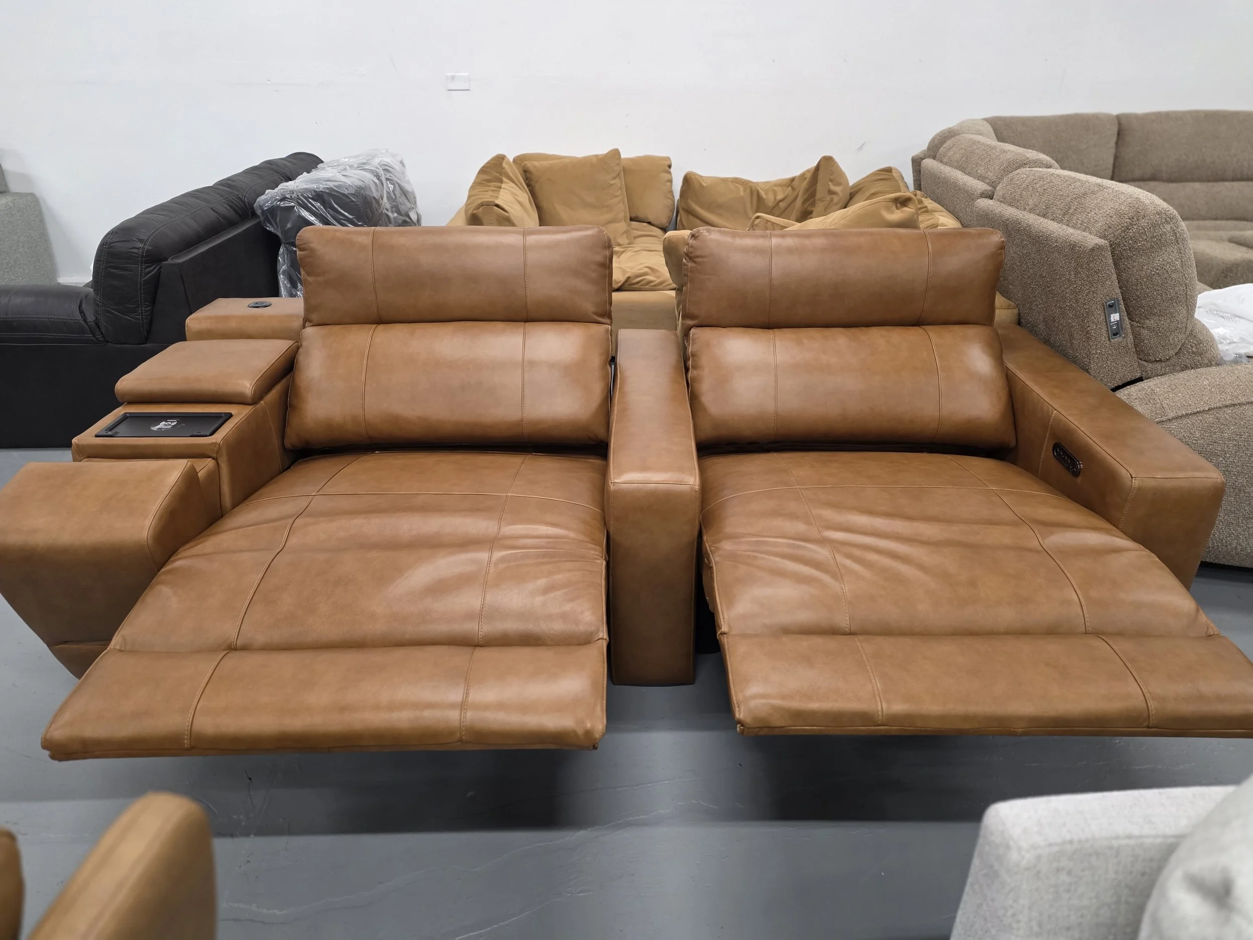 Italian Saddle Leather Reclining Loveseat