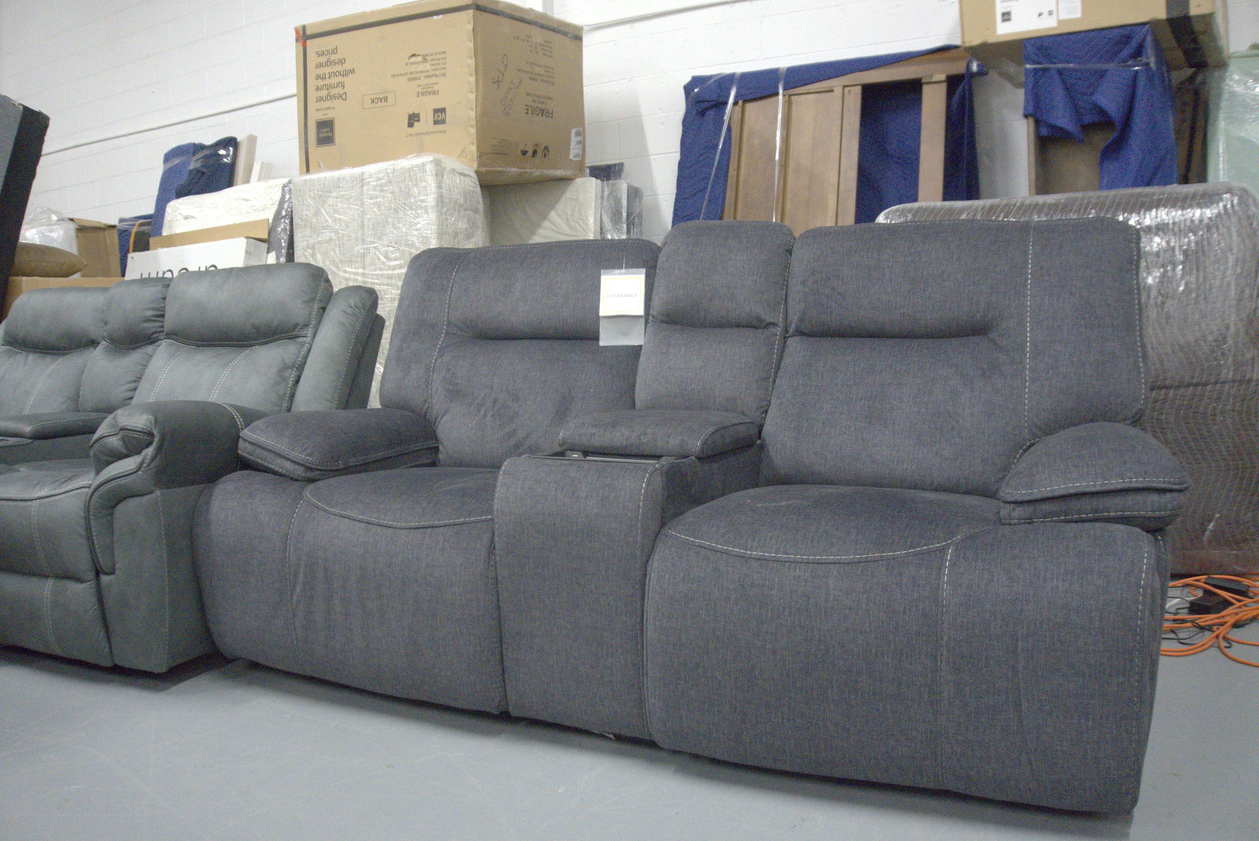 Plush Gray Power Reclining Loveseat w/ Wireless Charger