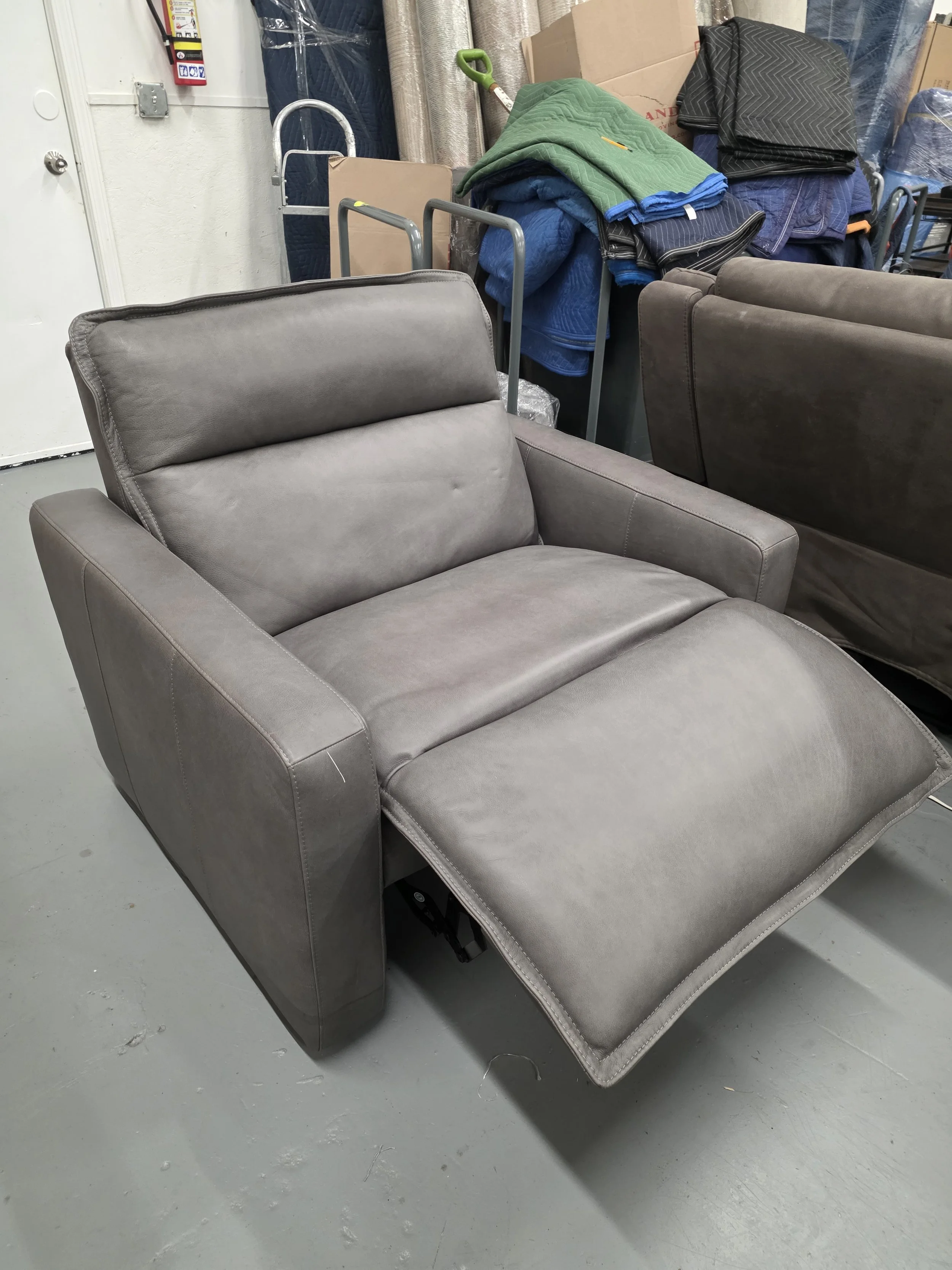 Gray Premium Nappa Leather Reclining Chair