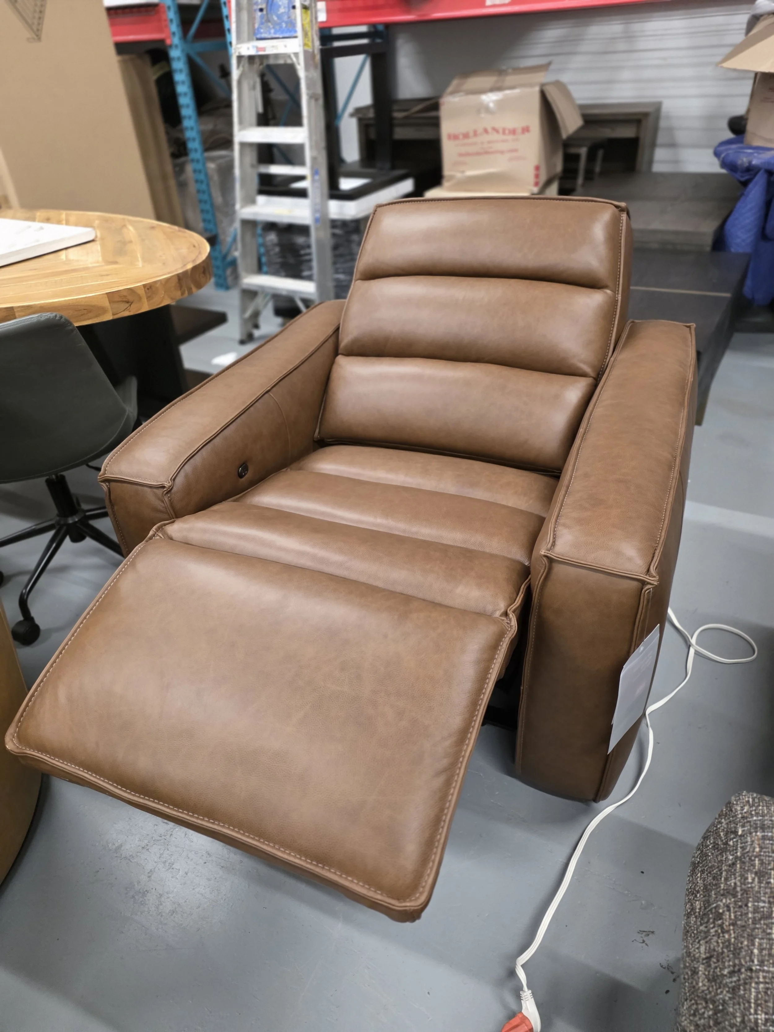 'Mercer' Premium Leather Reclining Chair - Brown