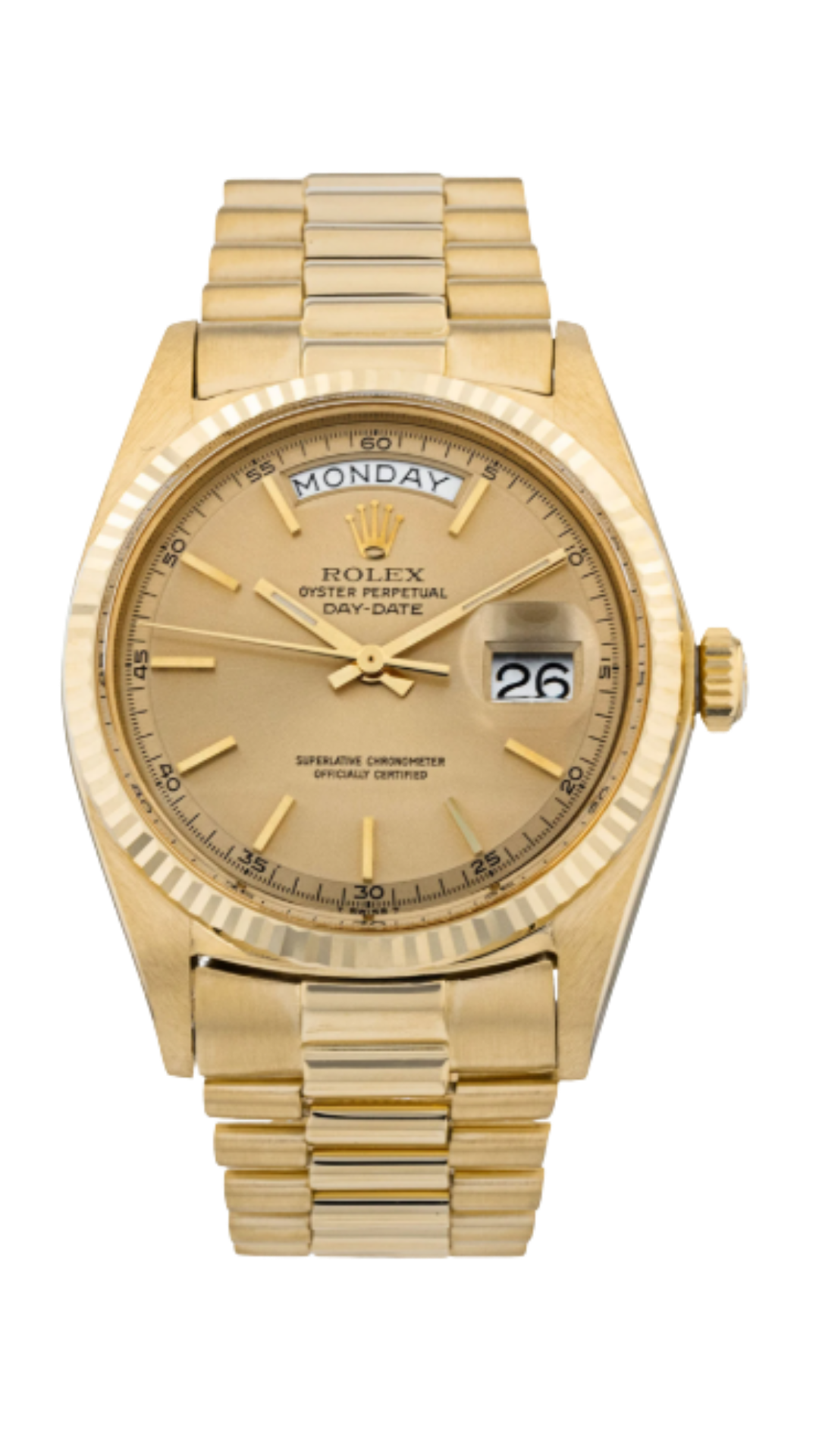 Rolex Day-Date 1803 Yellow Gold President Champagne Baton Dial 36mm