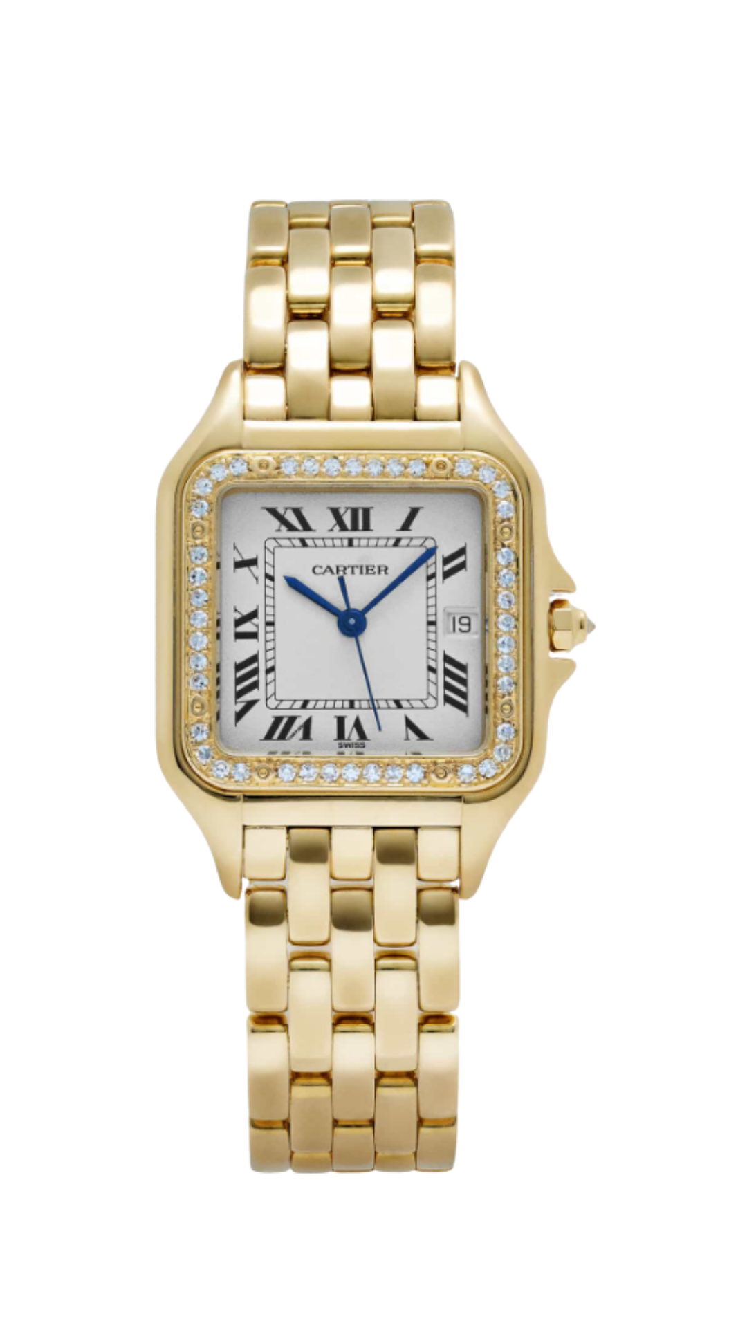 Cartier Panthère 883969 Yellow Gold Diamond Bezel White Dial 27mm