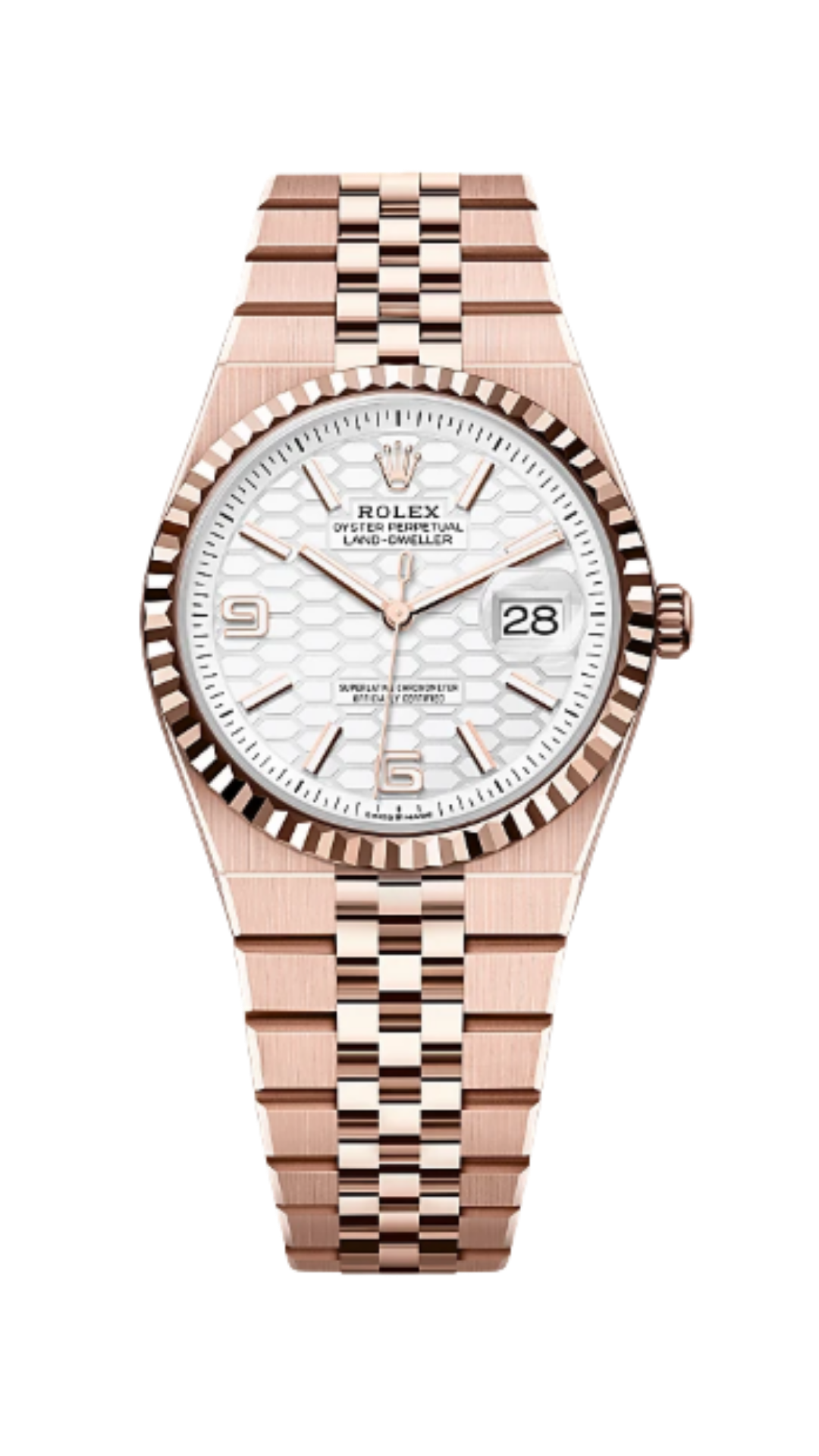 Rolex Land-Dweller 40mm Everose Gold White Honeycomb Dial M127235-0001