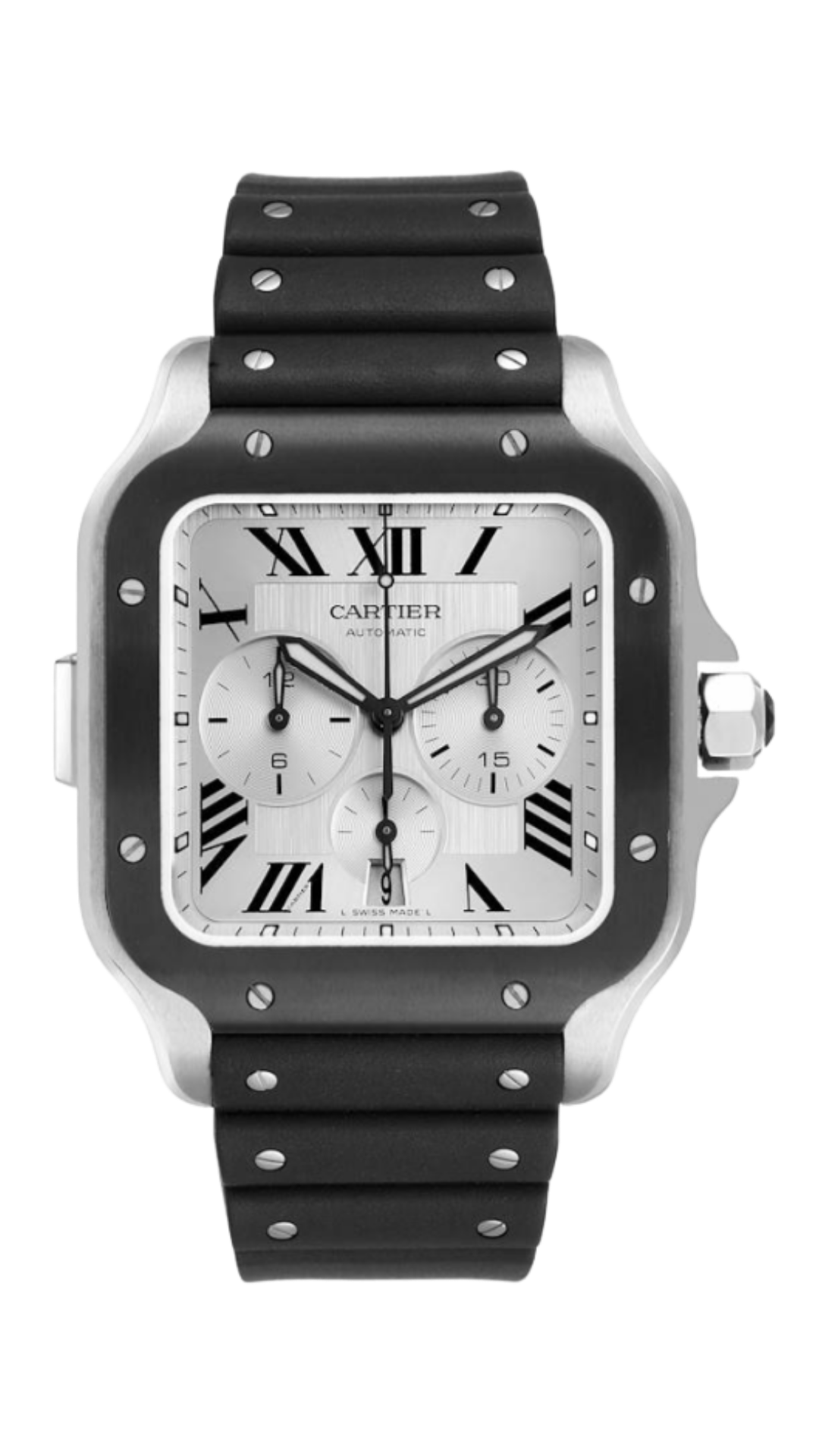 Cartier Santos Chronograph Steel Black ADLC Bezel 43.3mm