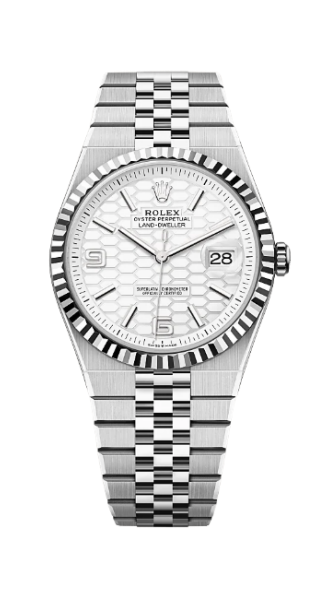 Rolex Land-Dweller 40mm Oystersteel White Gold White Honeycomb Dial M127334-0001