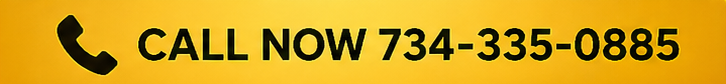 Yellow banner with black phone icon and text 'CALL NOW 734-335-0885'.