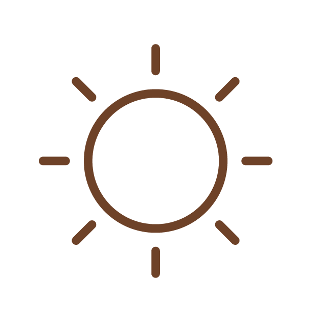 Icon of a sun with a circular center and eight rays extending outward.
