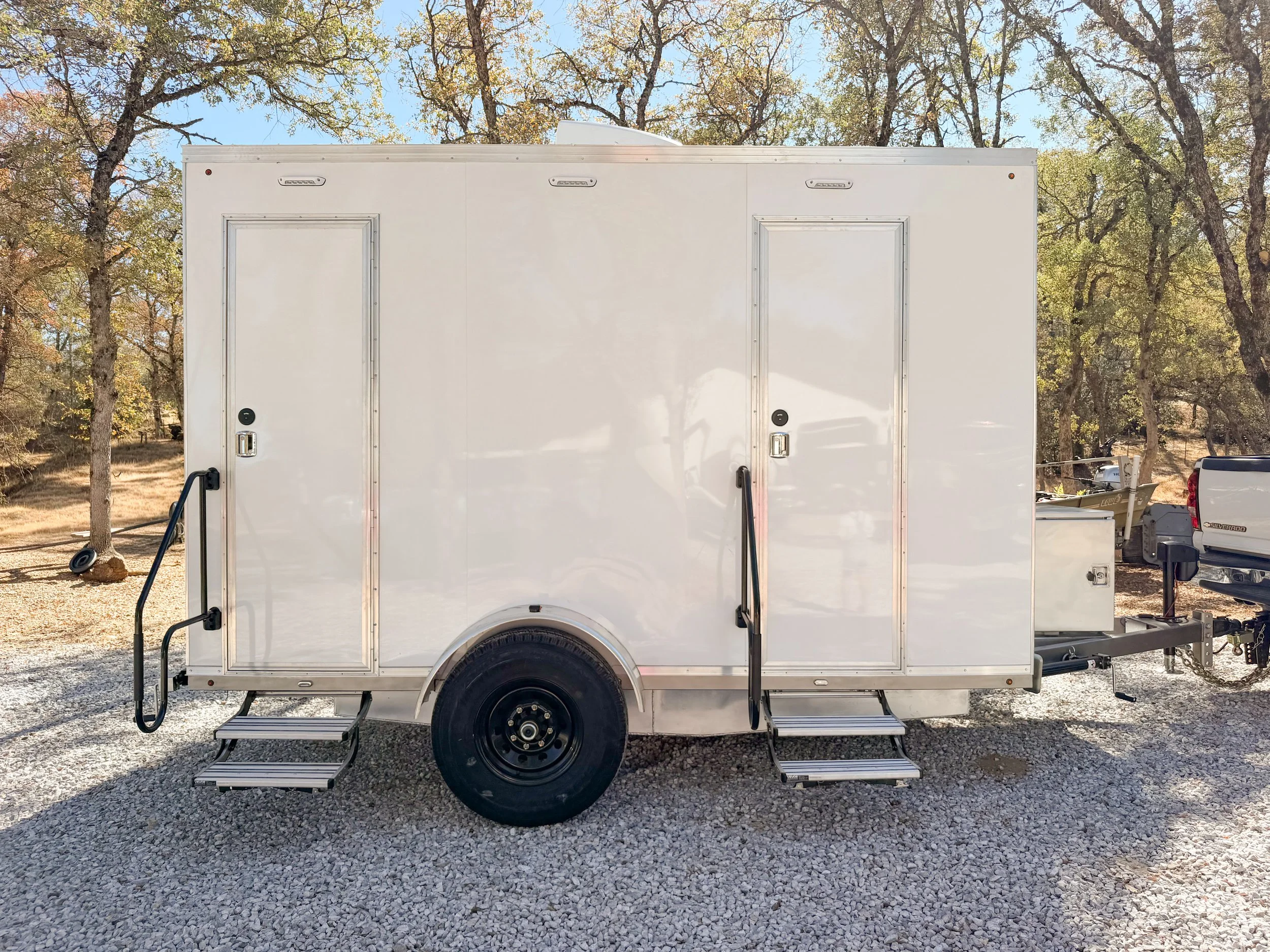 Our two-stall luxury restroom trailer