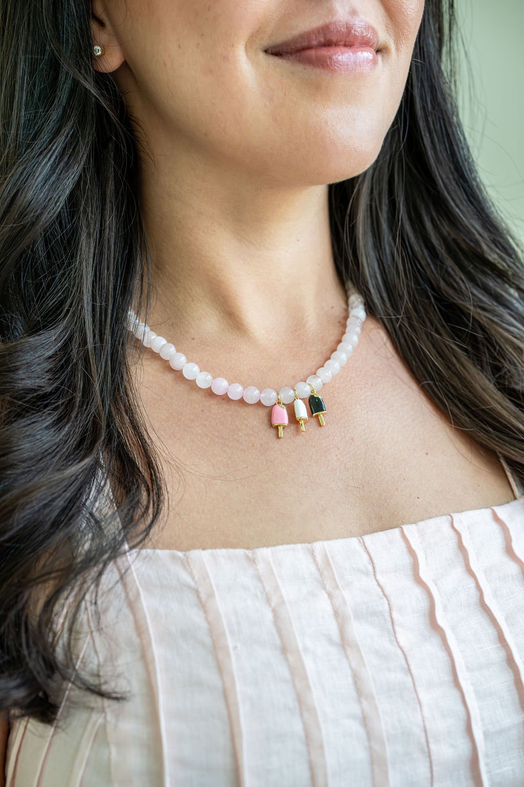 ice cream summer cone beaded necklace