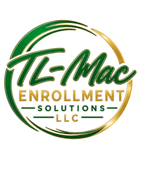 Logo for T-Mac Enrollment Solutions LLC in green and gold colors.