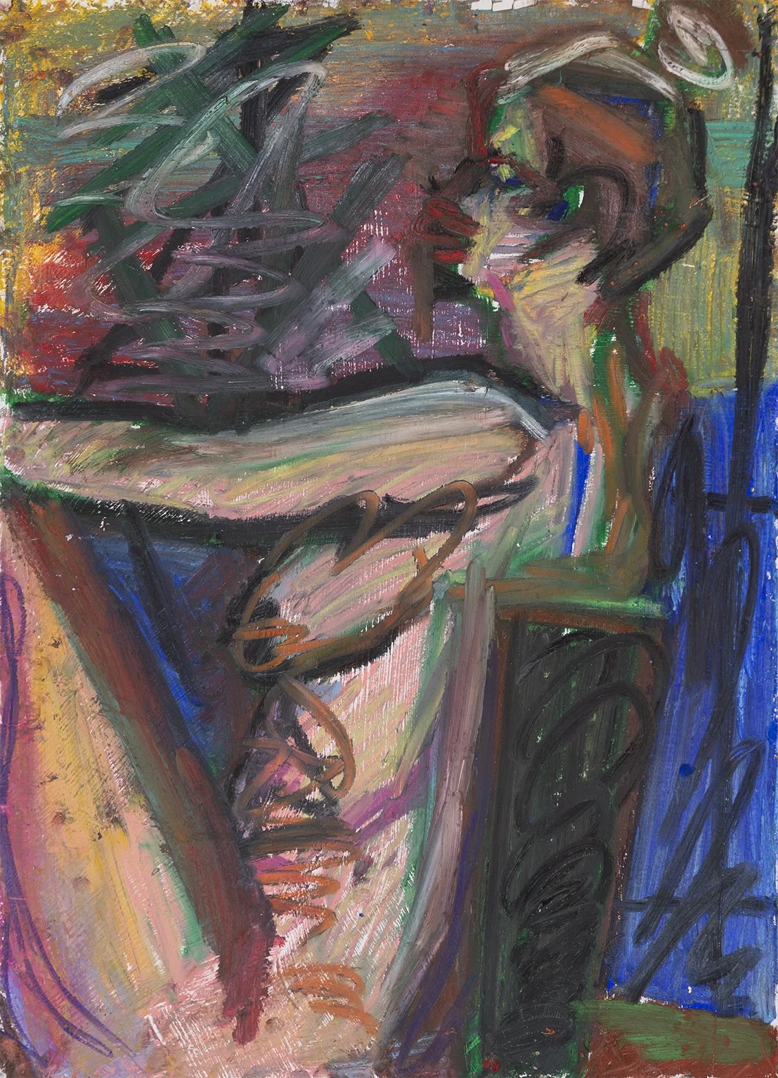 "Scribblia" (circa 2017). Medium: Oil pastel on paper. Dimensions: 24 x 18 inches.