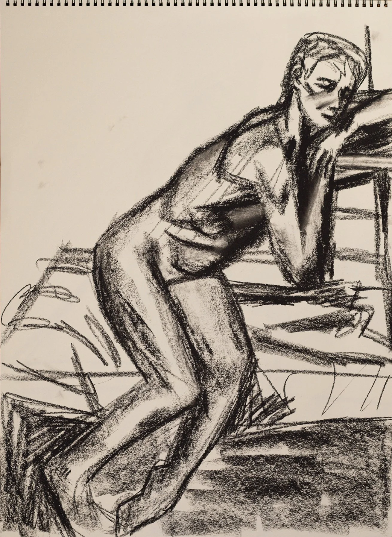 "D013" (2021). Medium: Medium: Charcoal on paper. Dimensions: 24 x 18 inches.