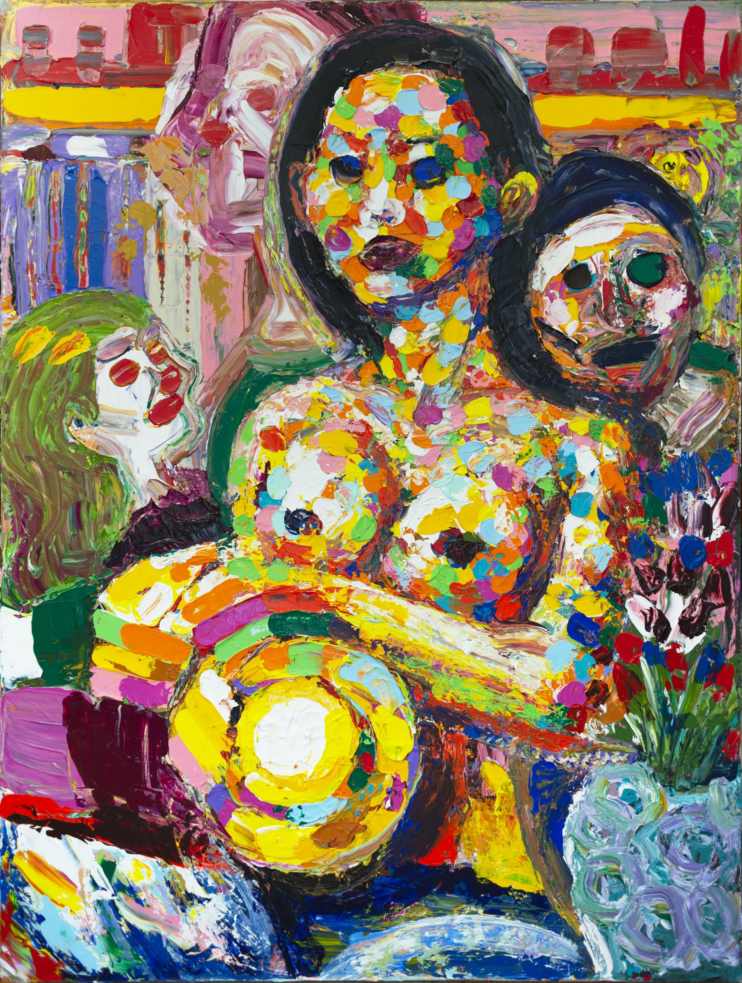 "Screaming Beauty" (2020). Medium: Acrylic (paint) on canvas. Dimensions: 45 x 60 inches.