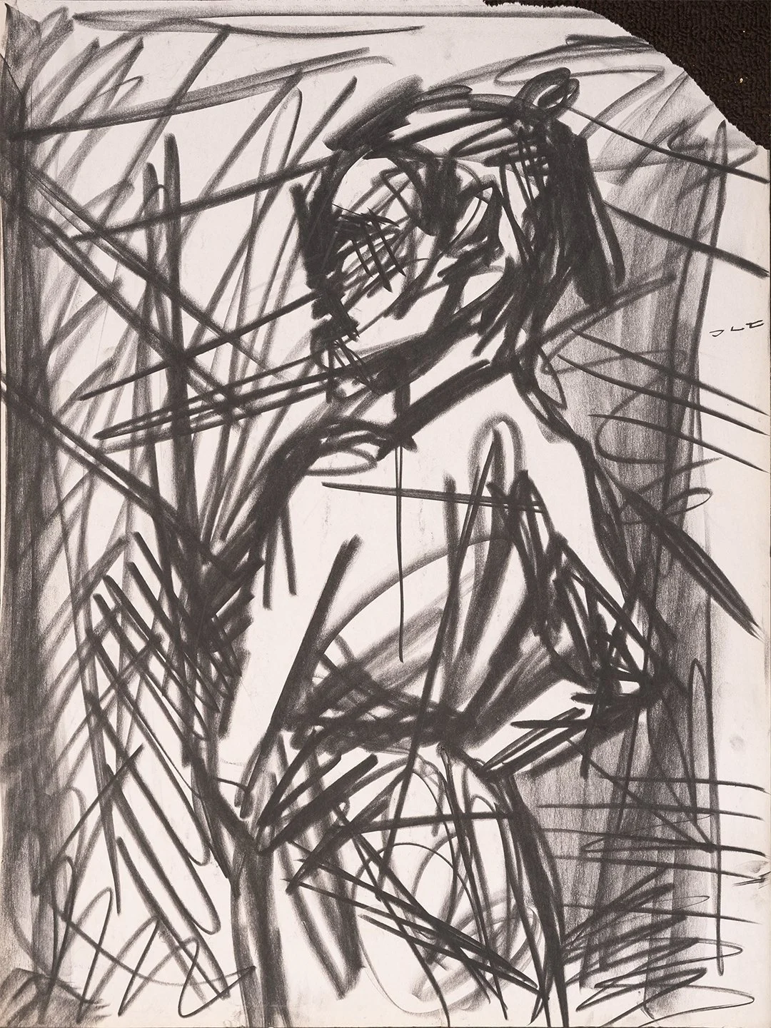 "Observational Woman I" (circa 2017). Medium: Charcoal on newsprint. Dimensions: 24 x 18 inches.