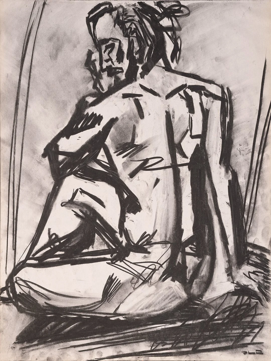 "Jedi Master" (circa 2017). Medium: Charcoal on newsprint. Dimensions: 24 x 18 inches.