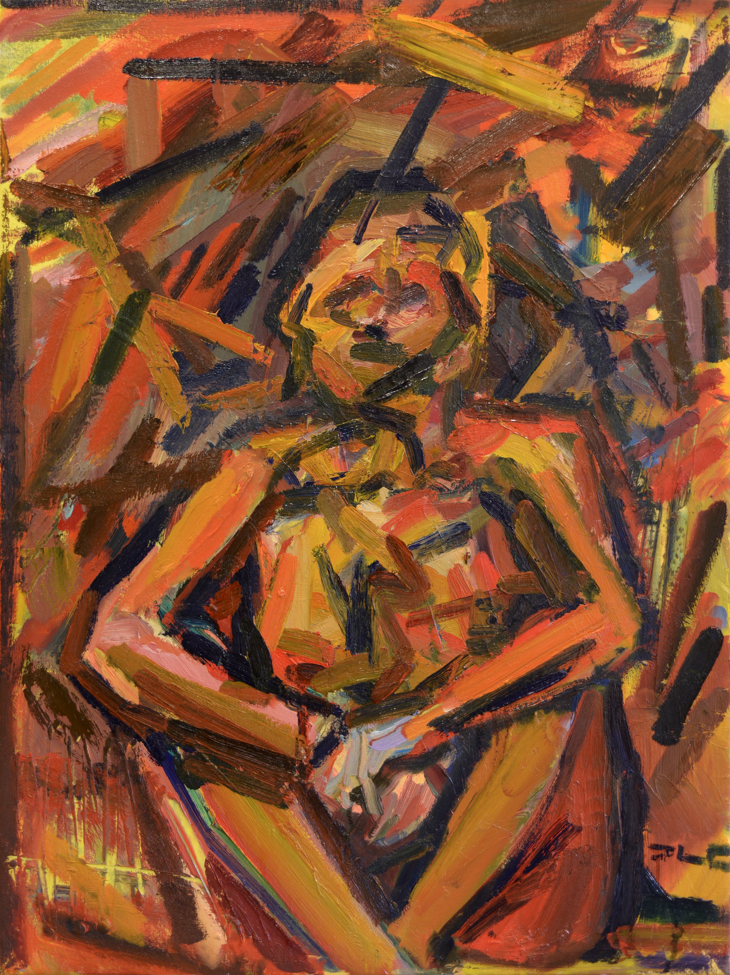 "The Young Man Seated II" (2016). Medium: Oil (paint) on canvas. Dimensions: 40 x 30 inches.