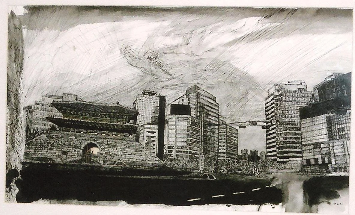 "The Great Southern Gate" (2008). Medium: ink on paper. Dimensions: (approximately) 24 x 36 inches.