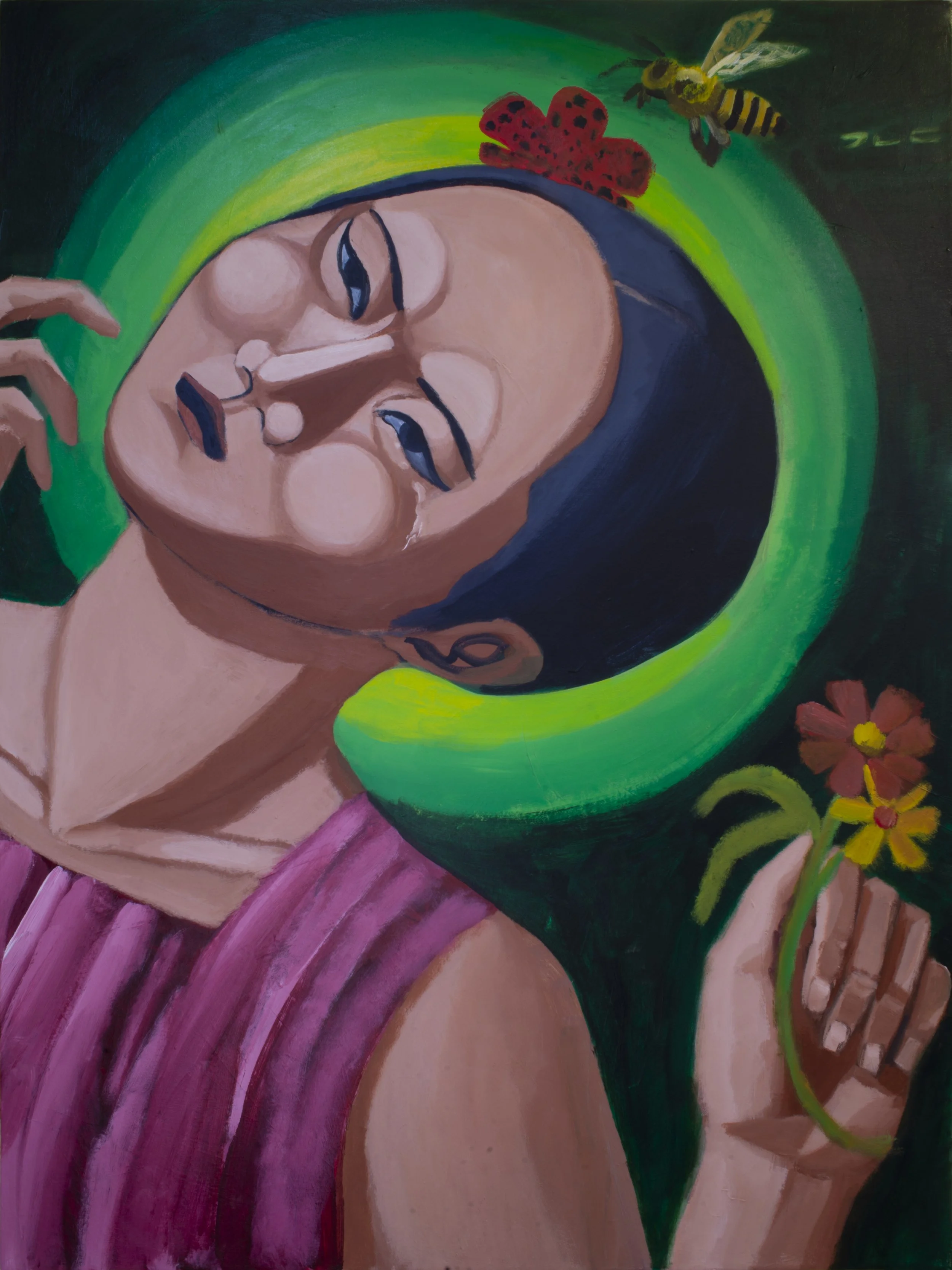 "The Kiss of Narcissus" (2018). Medium: Acrylic (paint) on canvas. Dimensions: 48 x 36 inches.