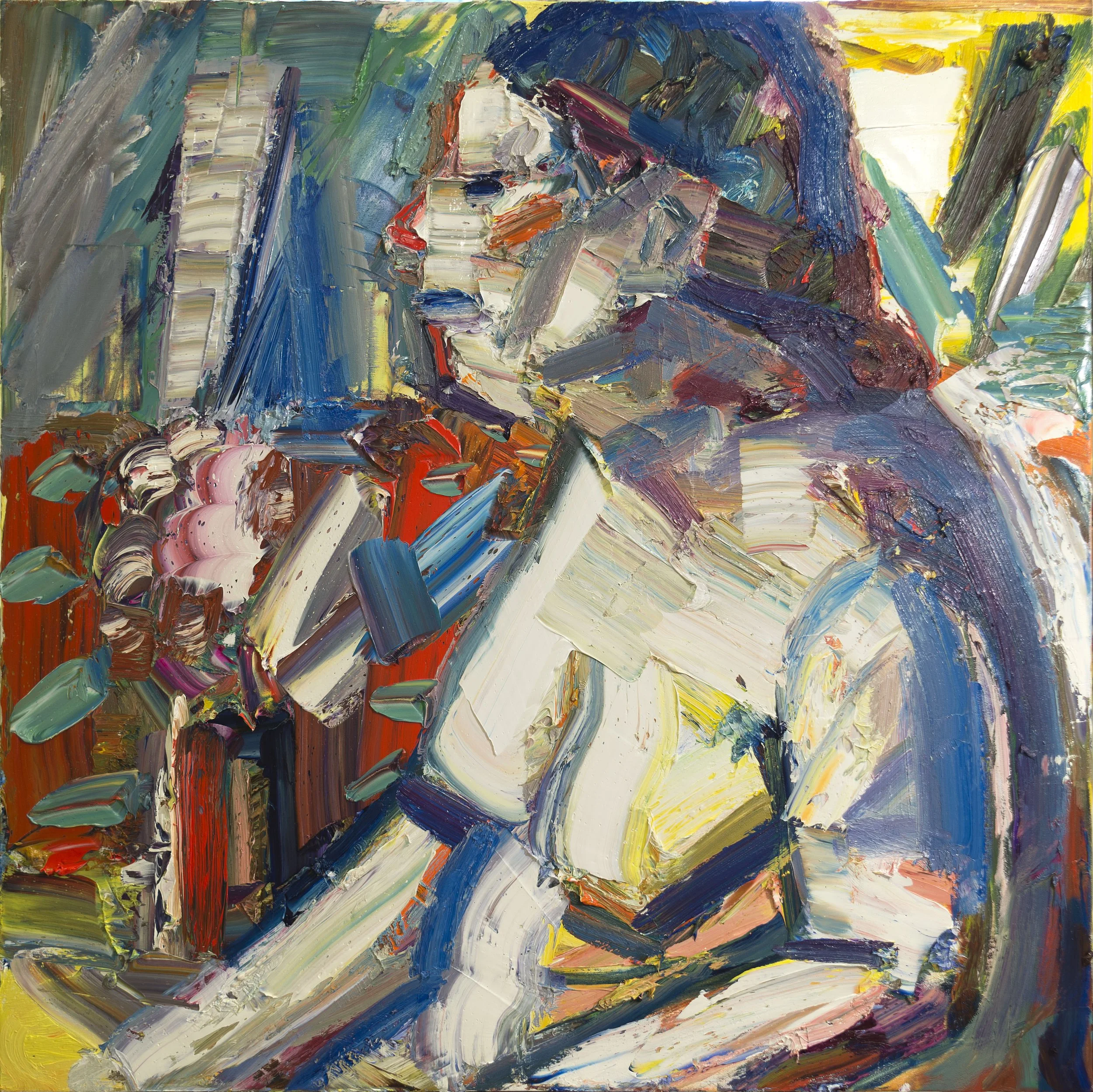 "Shapely Nude I" (2017). Medium: Oil (paint) on canvas. Dimensions: 36 x 36 inches.