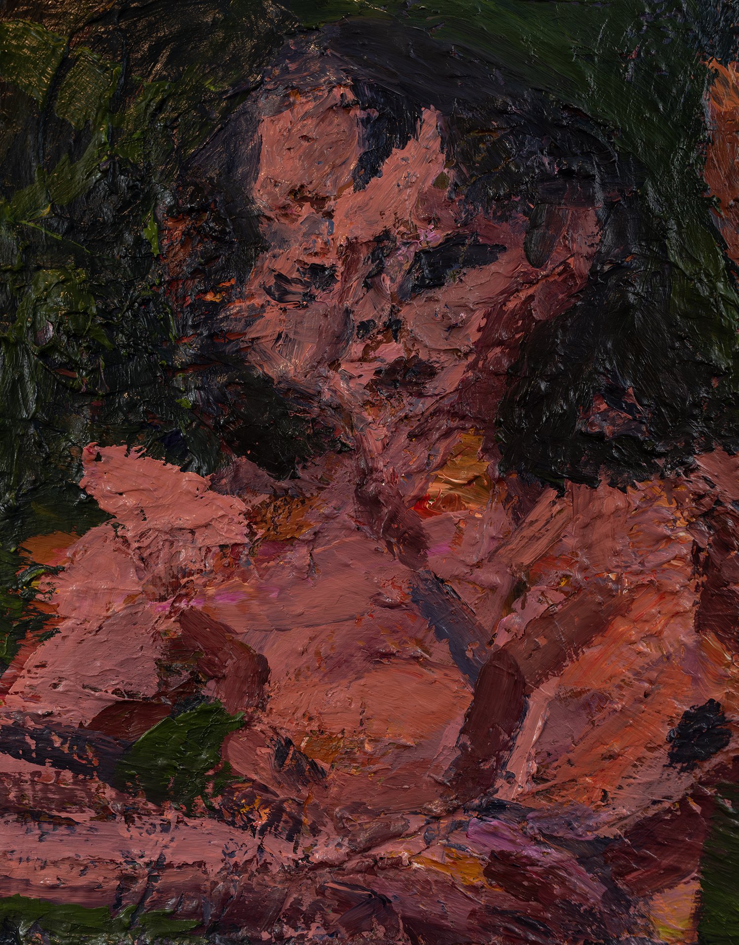 "Happy and Sad Peach Clay I" (2026). Medium: Acrylic (paint) on canvas. Dimensions: 30 x 24 inches.