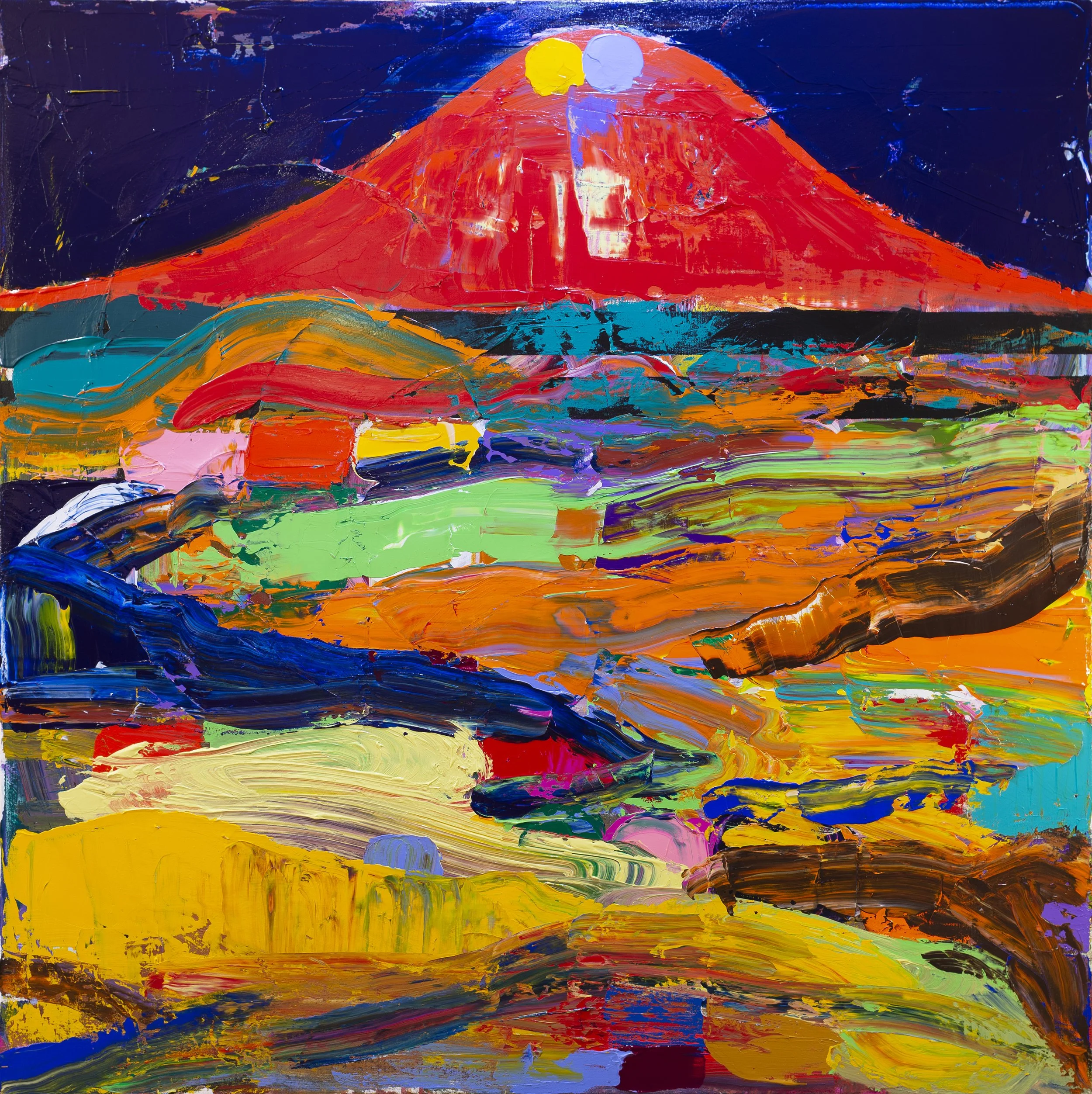 "Mt. Abstraction" (2018). Medium: Acrylic (paint) on canvas. Dimensions: 40 x 40 inches.