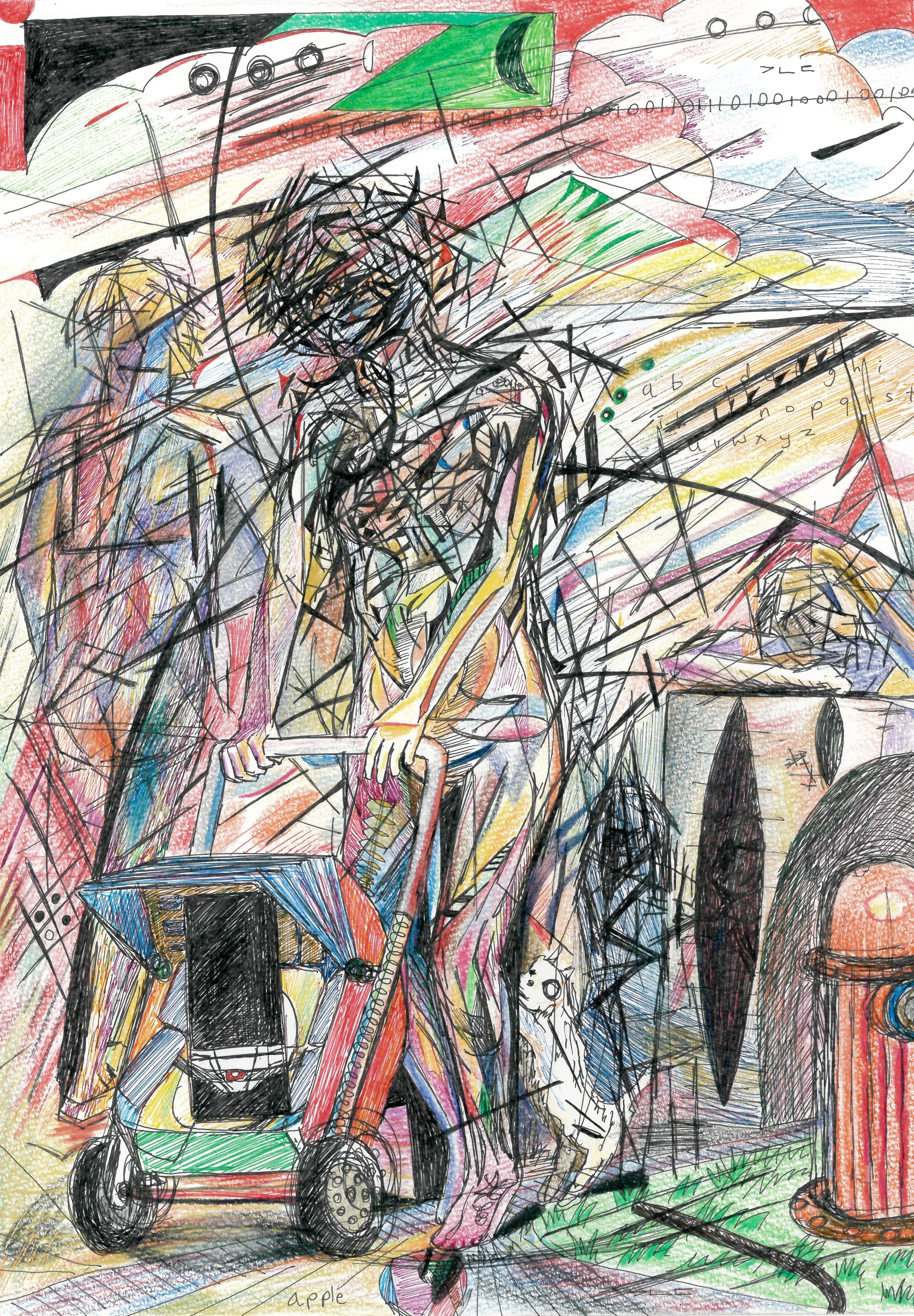 "A Morning Walk Outside the Tunnel" (2014). Medium: Pen, marker, and colored pencil on paper. Dimensions: 10 x 14 inches.