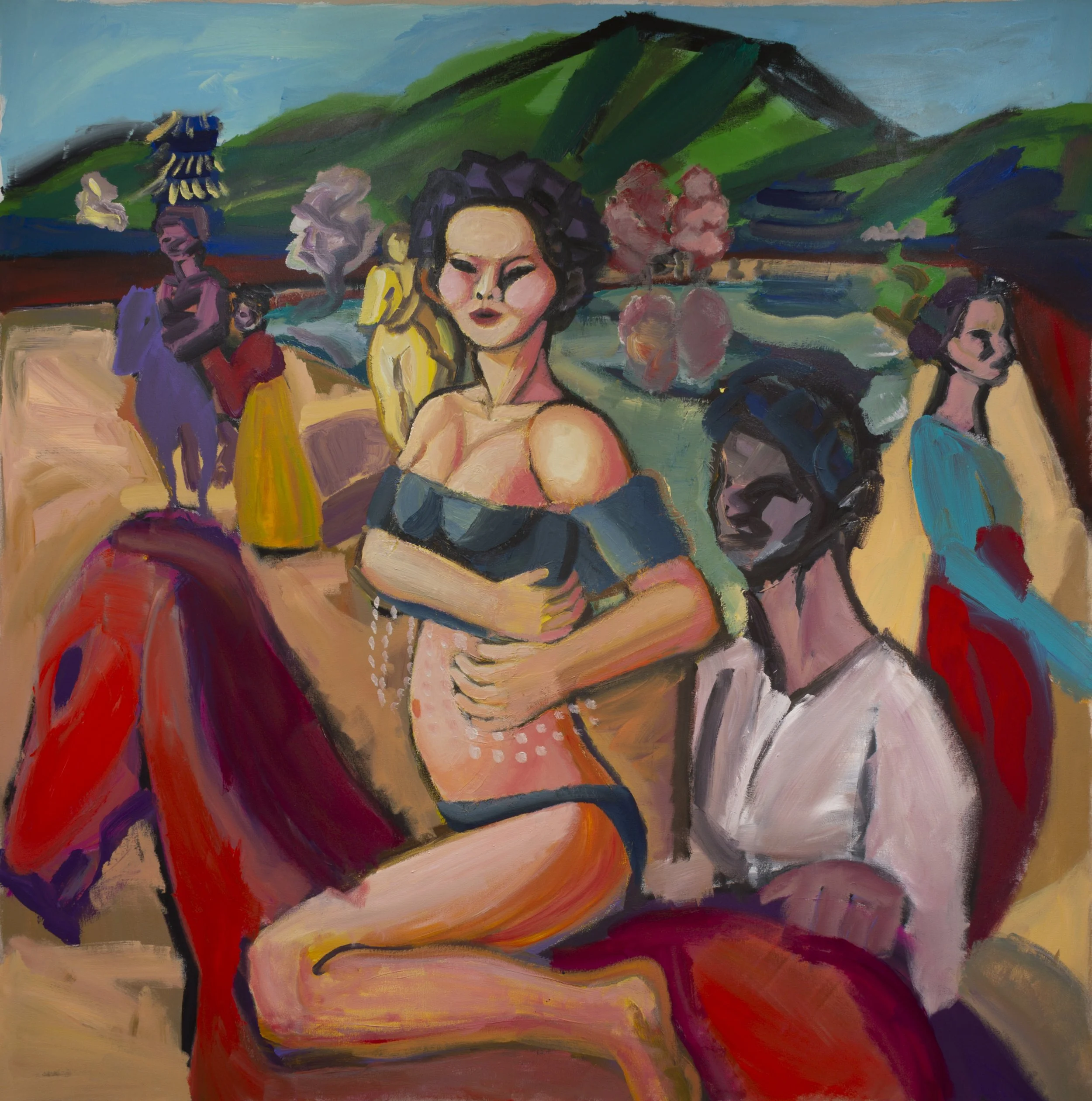 "Fashion Show I" (2021). Medium: Acrylic (paint) on canvas. Dimensions: 75 x 75 inches.