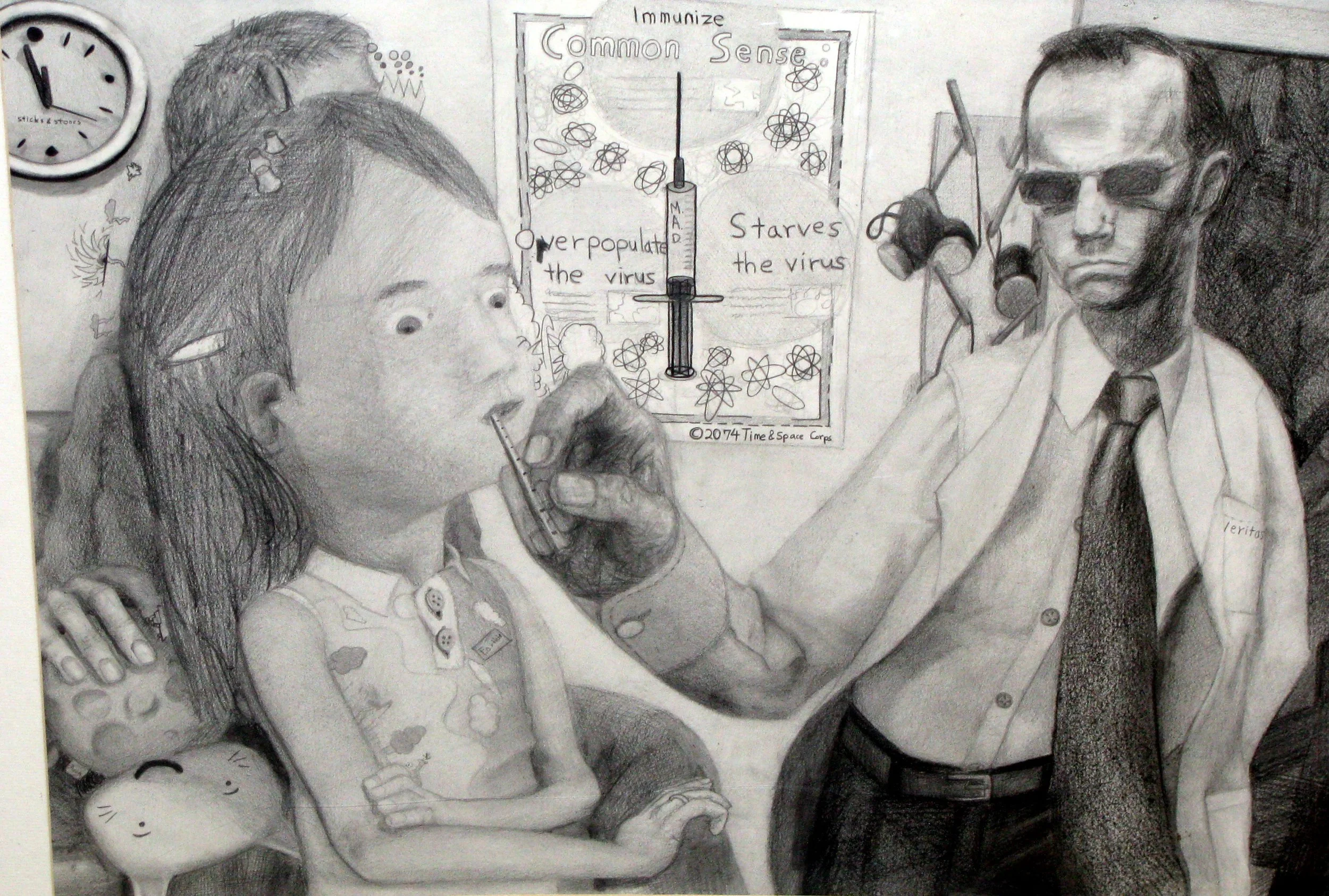 (Original Title Unknown) "Virus" (circa 2007). Medium: graphite on paper. Dimensions: (approximately) 18 x 24 inches.
