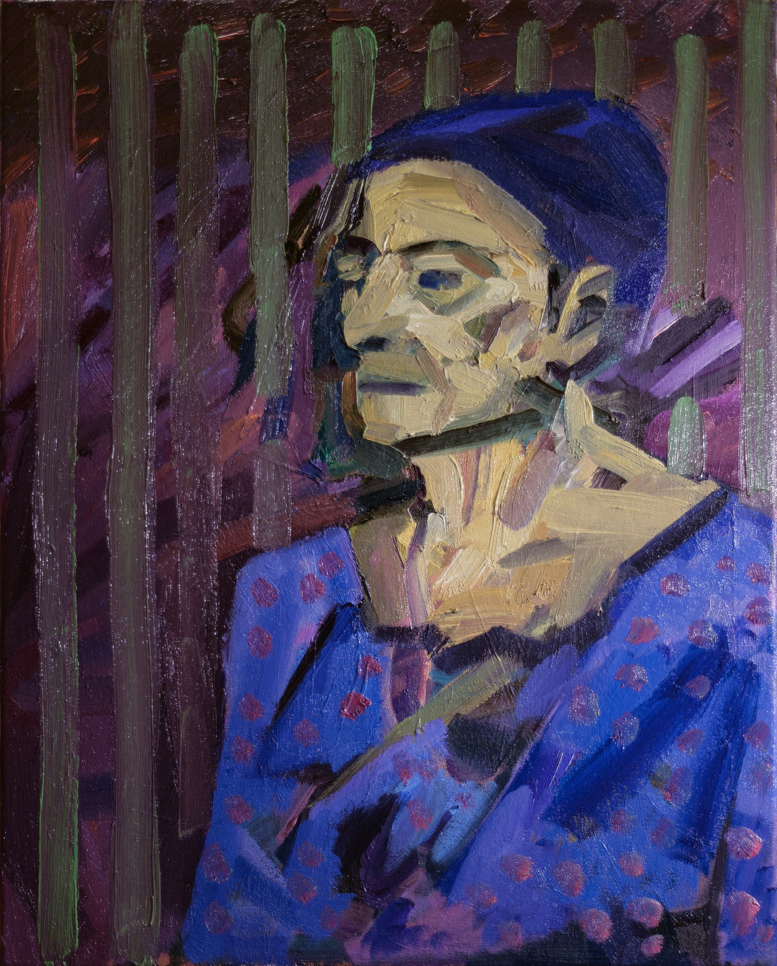 "The Blue Lady" (2016). Medium: Oil (paint) on canvas. Dimensions: 24 x 30 inches.
