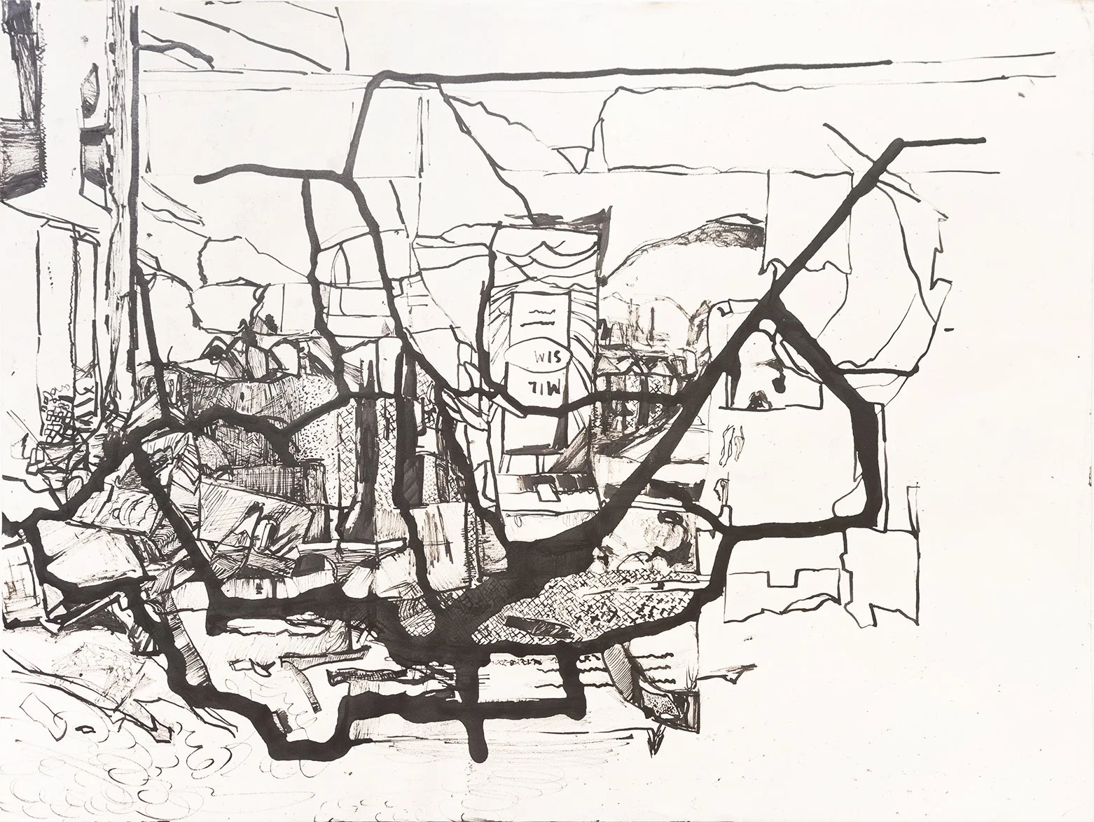 "Upside Down Right Side Up" (2011). Medium: Ink on paper. Dimensions: 24 x 18 inches.