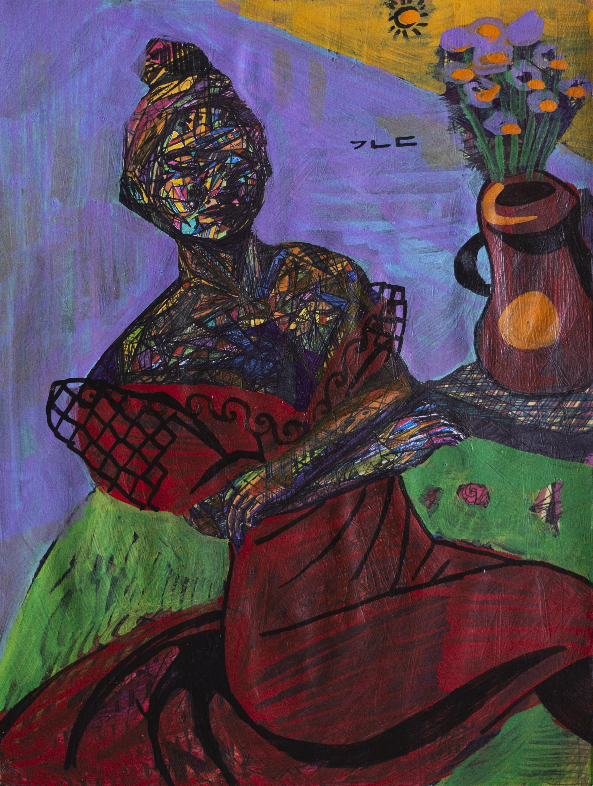 "Lady A" (2018). Medium: Marker, colored pencil, and pen on paper. Dimensions: 9 x 12 inches.
