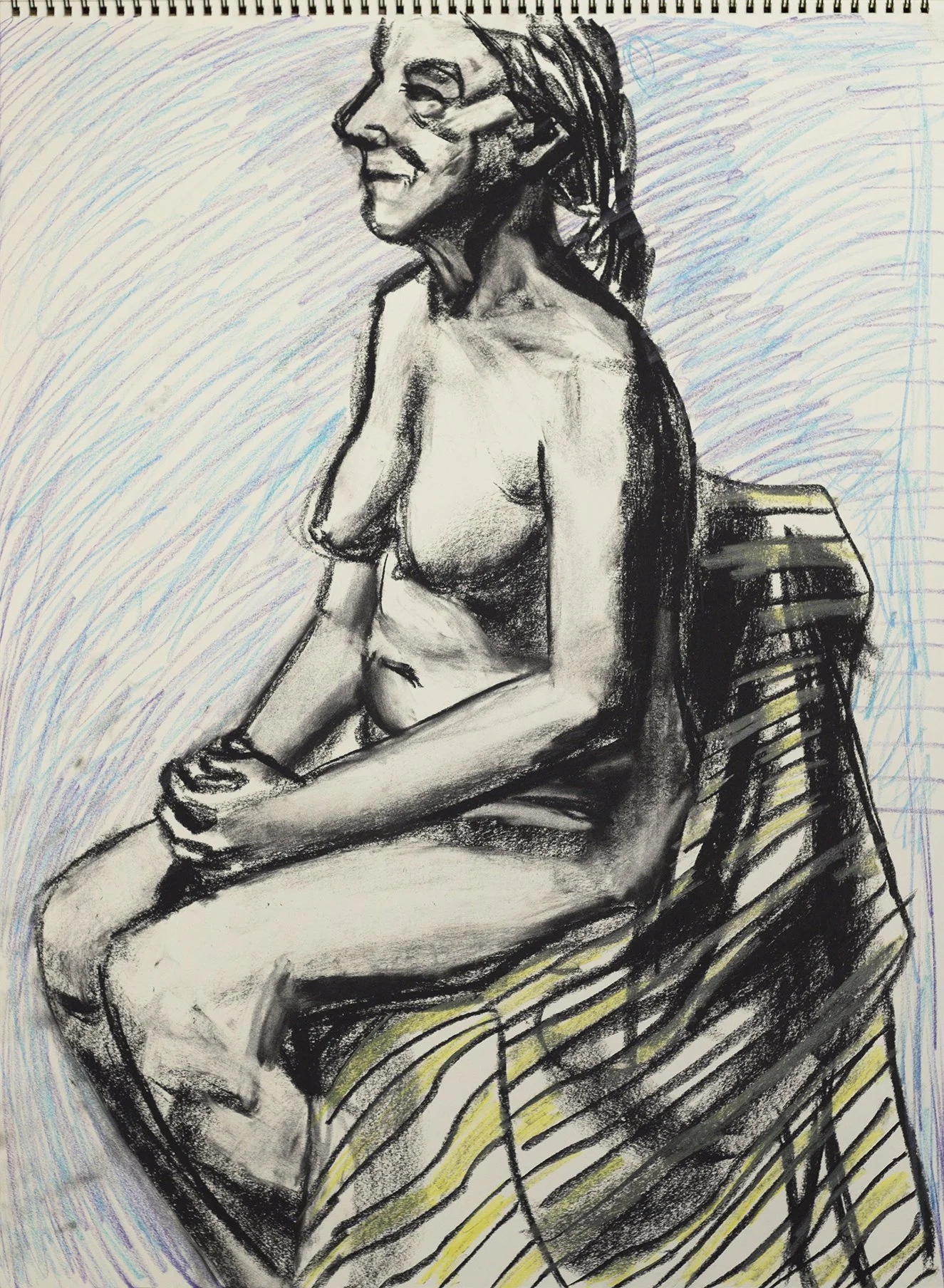 "D004" (2021). Medium: Colored pencil and charcoal on paper. Dimensions: 24 x 18 inches.