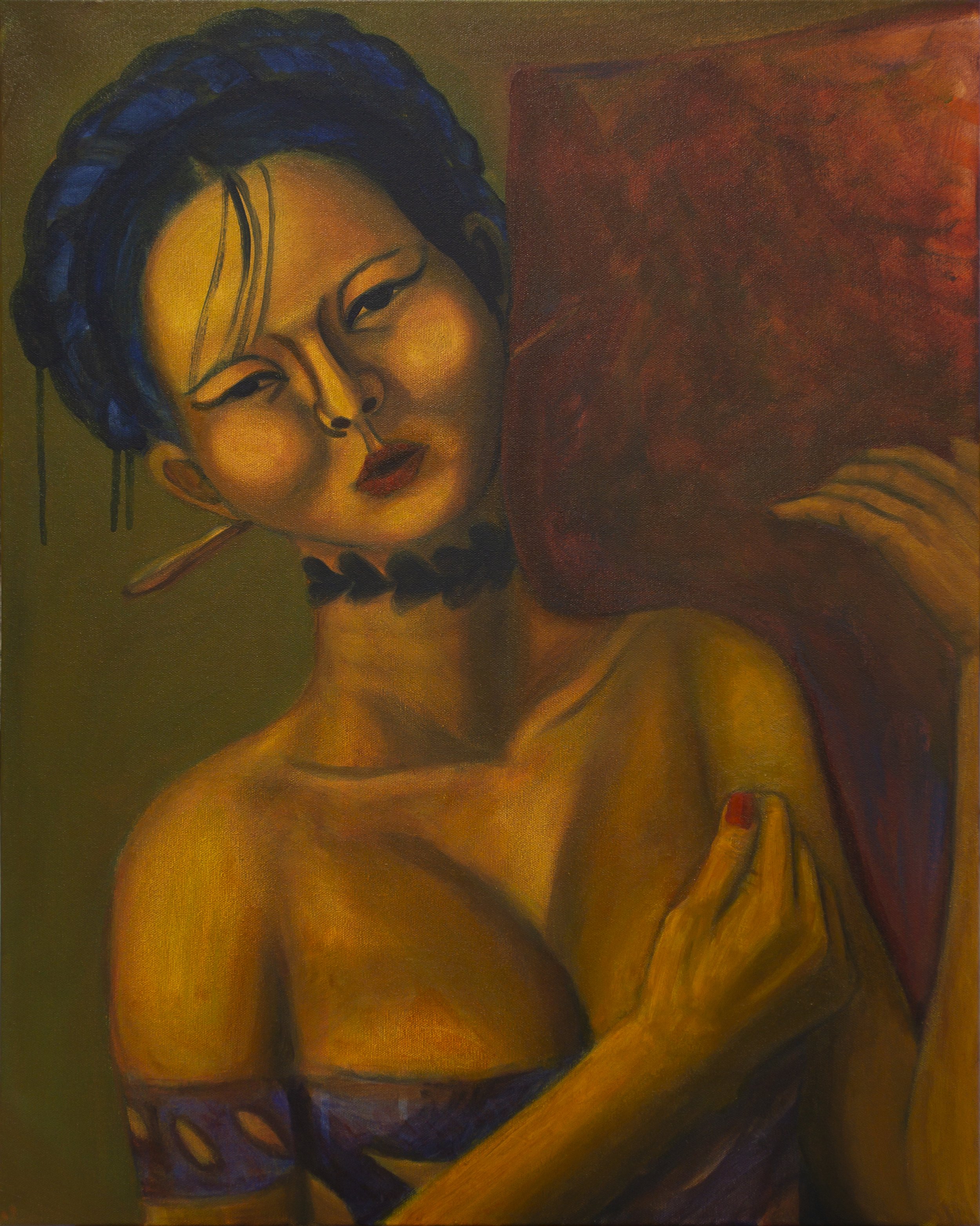 "Hybrid Beauty I" (2022). Medium: Acrylic (paint) on canvas. Dimensions: 30 x 24 inches.