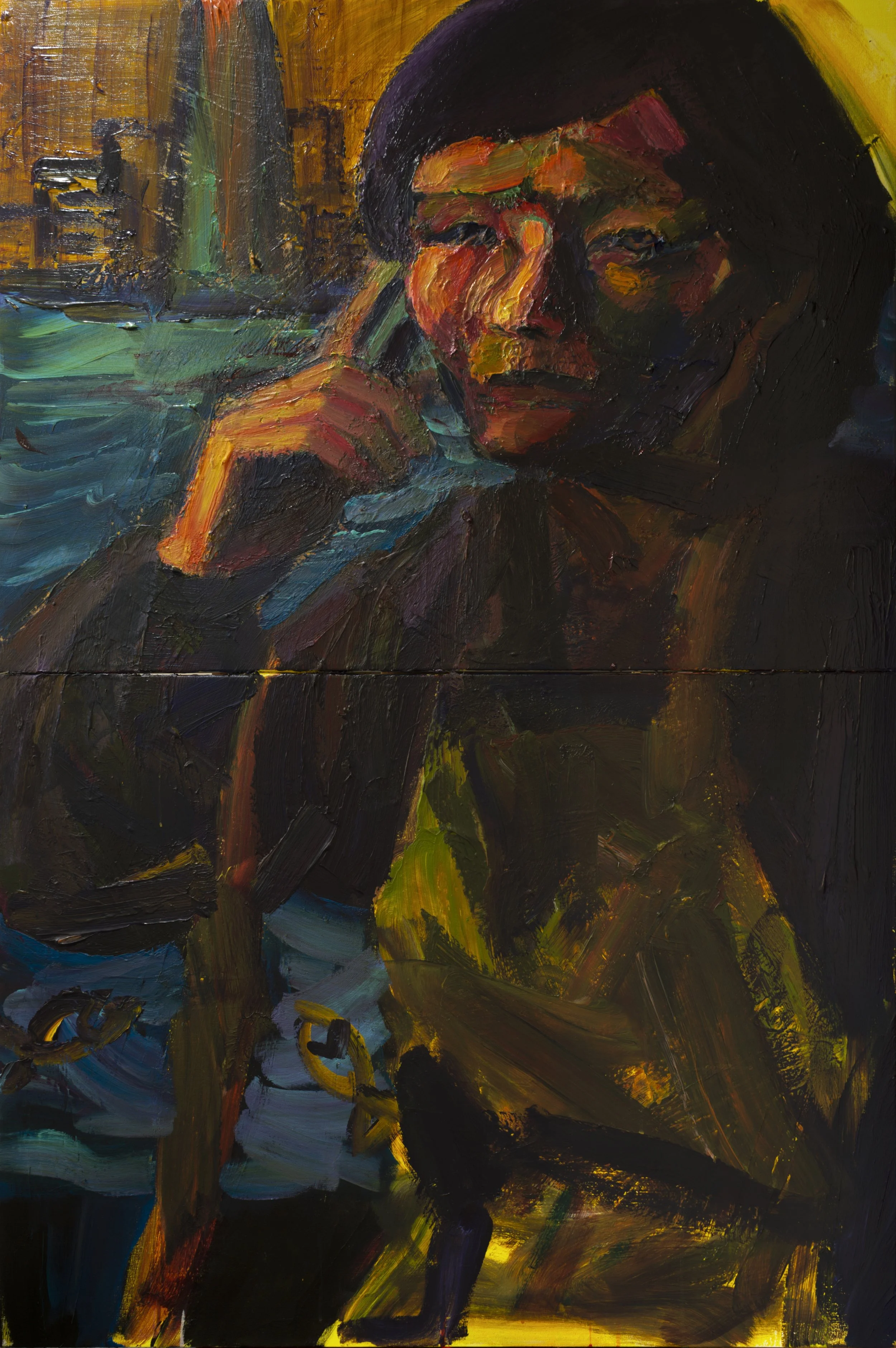 "Motherhood I" (2022). Medium: Acrylic (paint) on paper. Dimensions: 60 x 40 inches.