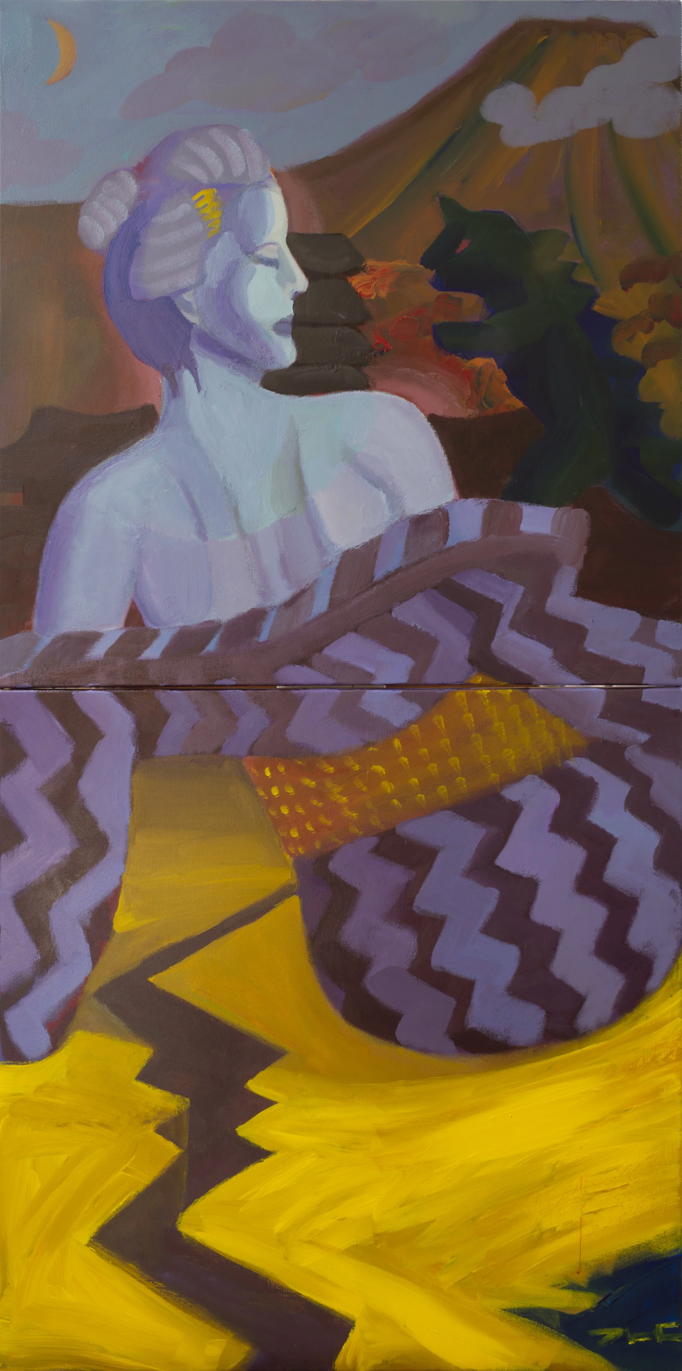 "Onnagata II" (2021). Medium: Acrylic (paint) on canvas. Dimensions: 60 x 30 inches.