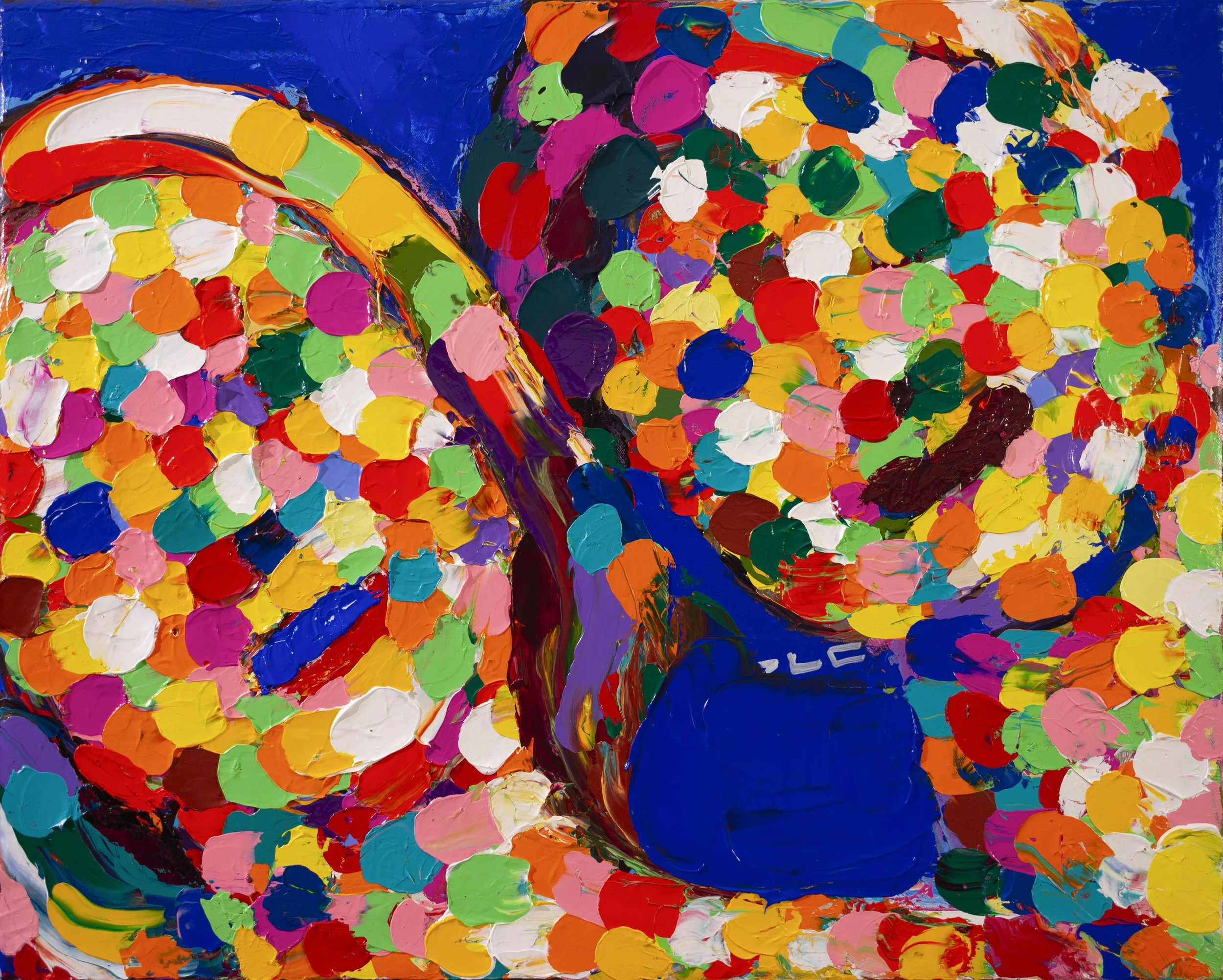 "LEGO Couple" (2018). Medium: Acrylic (paint) on canvas. Dimensions: 24 x 30 inches.