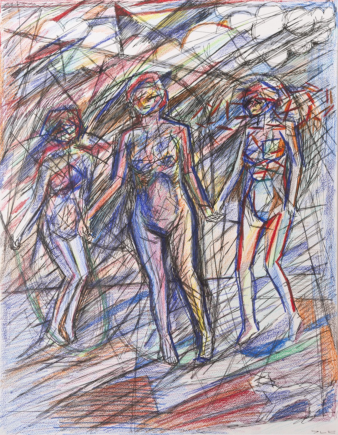 "Jump Ropes" (circa 2018). Medium: Colored pencil, colored pen, and pen on paper. Dimensions: 20 x 15 inches.