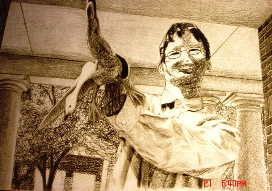 "Me" (circa 2003). Medium: Pencil on paper. Dimensions: (approximately) 18 x 24 inches.