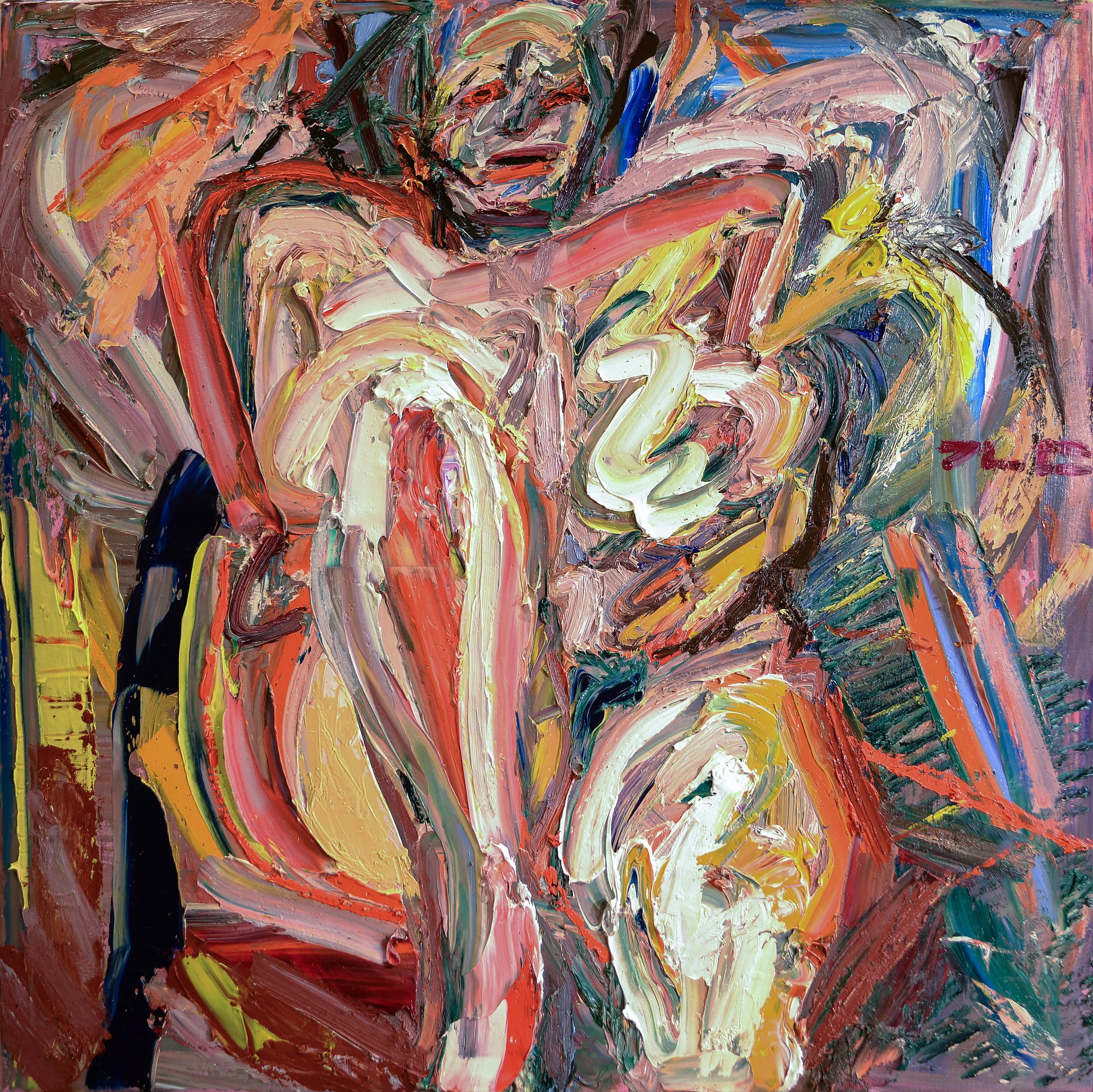 "Daisy I" (2016). Medium: Oil (paint) on canvas. Dimensions: 36 x 36 inches.