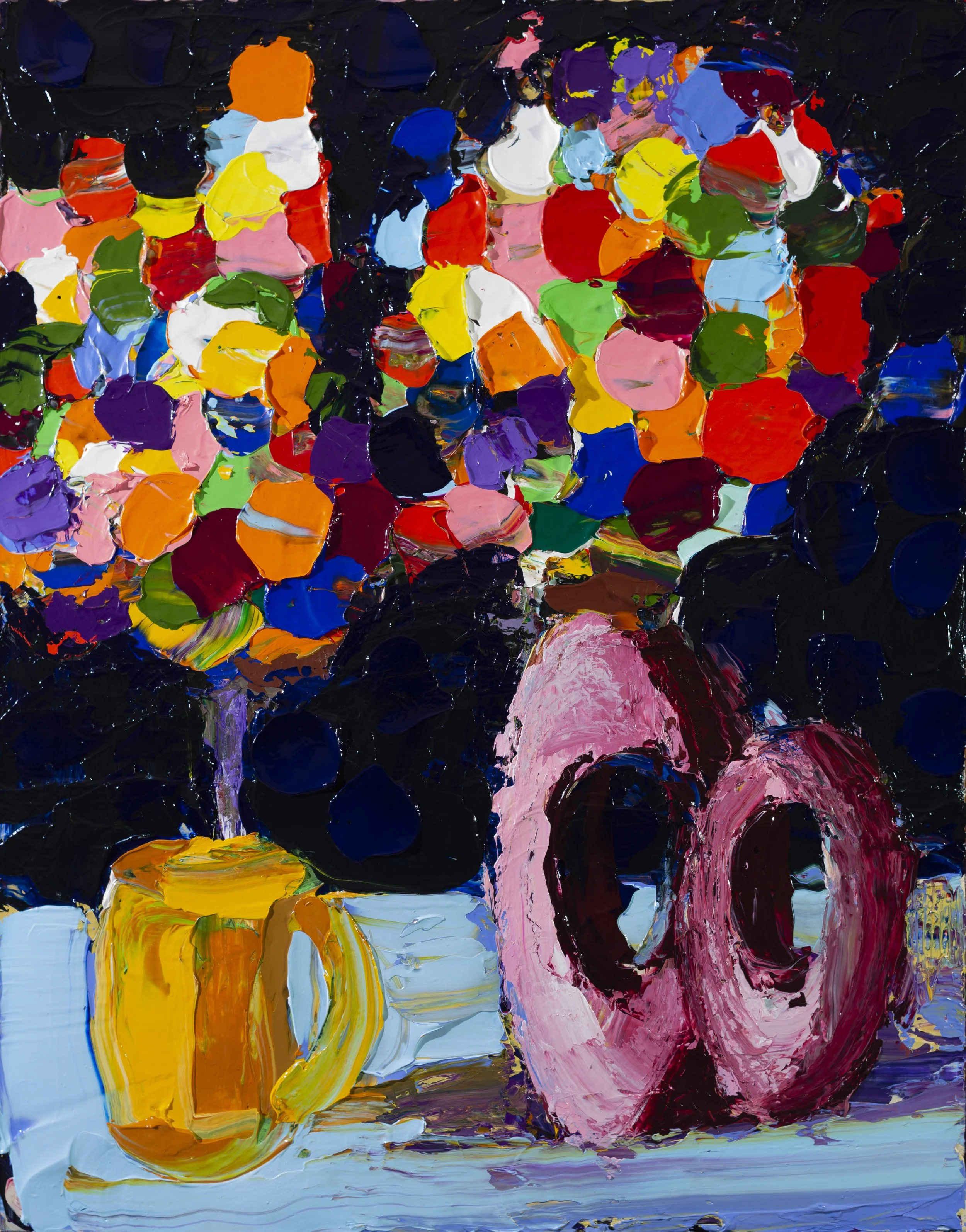 "Flowers VII" (2018). Medium: Acrylic (paint) on canvas. Dimensions: (approximately) 20 x 16 inches.