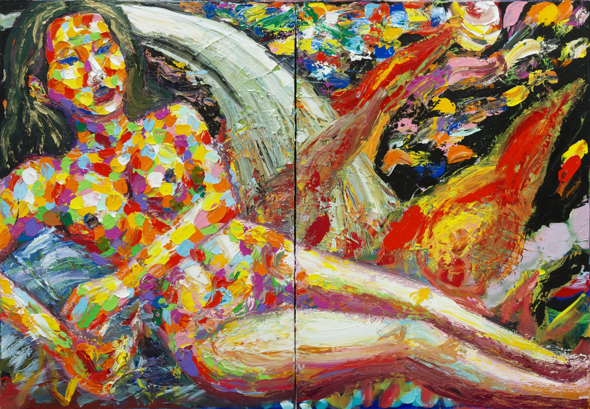 "Wave Function" (2021). Medium: Acrylic (paint) on canvas. Dimensions: 72 x 50 inches.