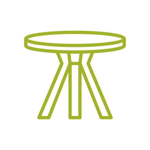 Outline of a small round table with three legs